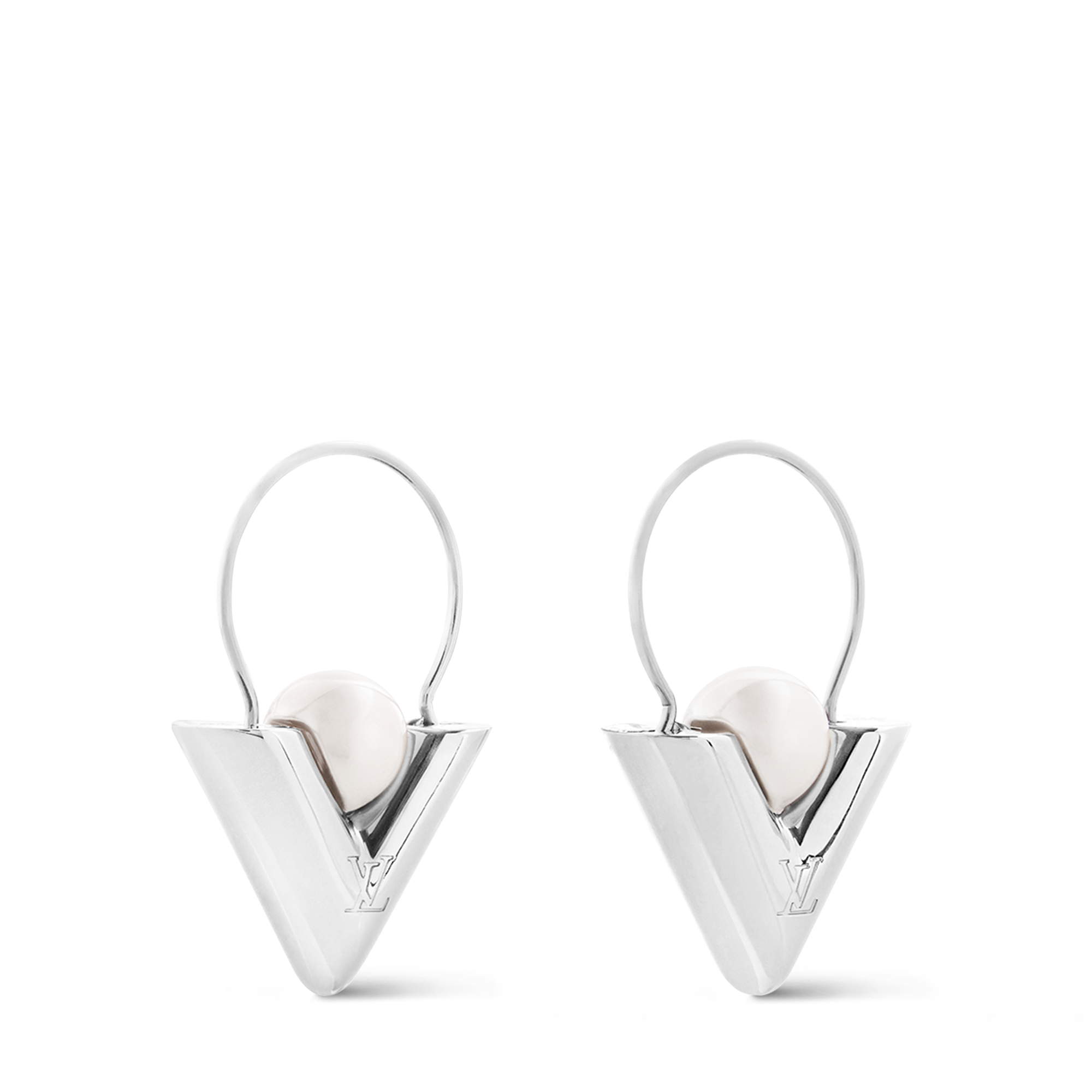 Pendientes V For Vuitton de metal y perlas S00 Mujer Bisutería Toda la bisutería | LOUIS VUITTON (Zoom de producto)