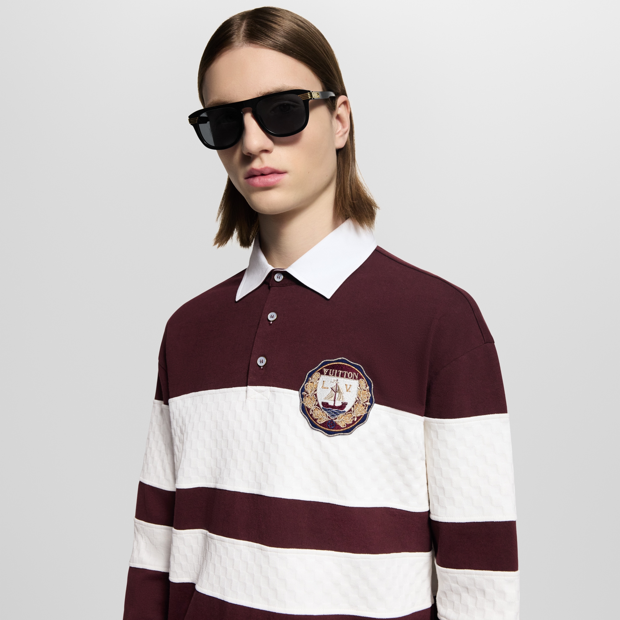 Polo Damier de manga larga a rayas  Hombre Prêt-à-Porter Camisetas y polos | LOUIS VUITTON (Zoom de producto)