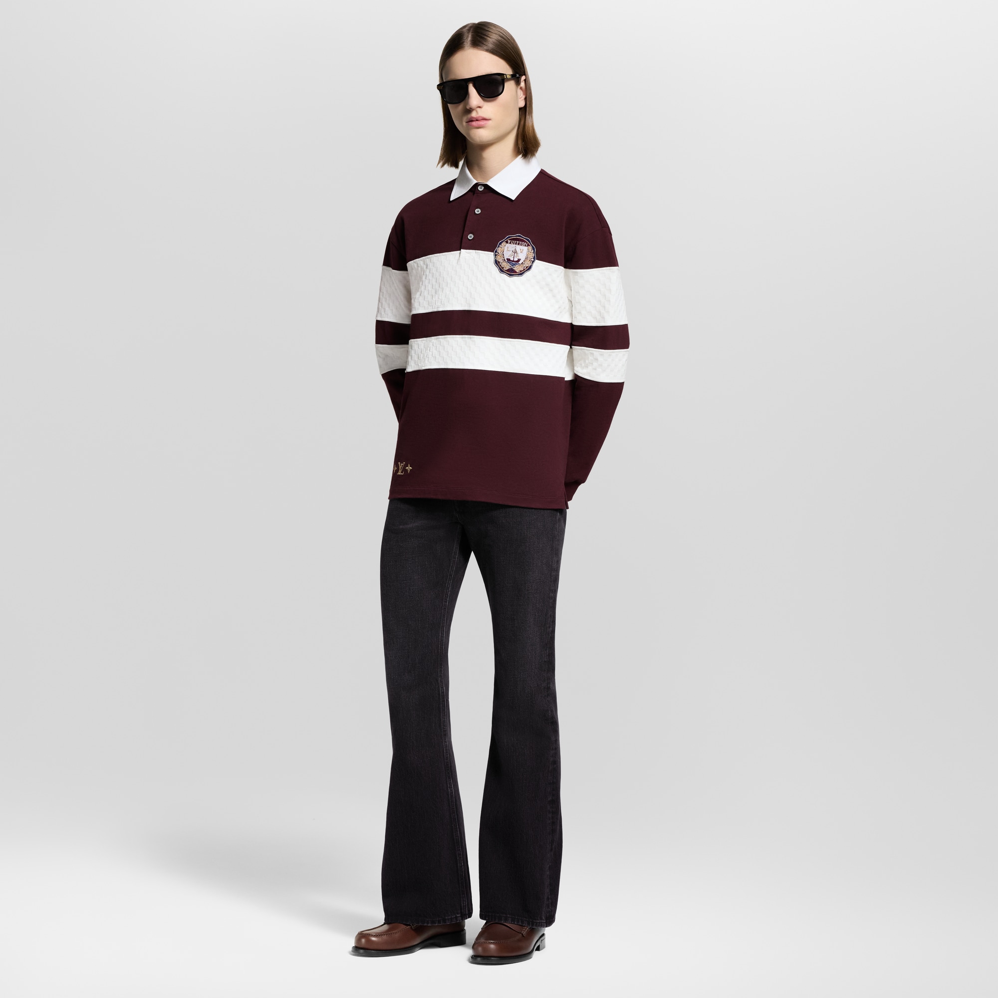 Polo Damier de manga larga a rayas  Hombre Prêt-à-Porter Camisetas y polos | LOUIS VUITTON (Zoom de producto)