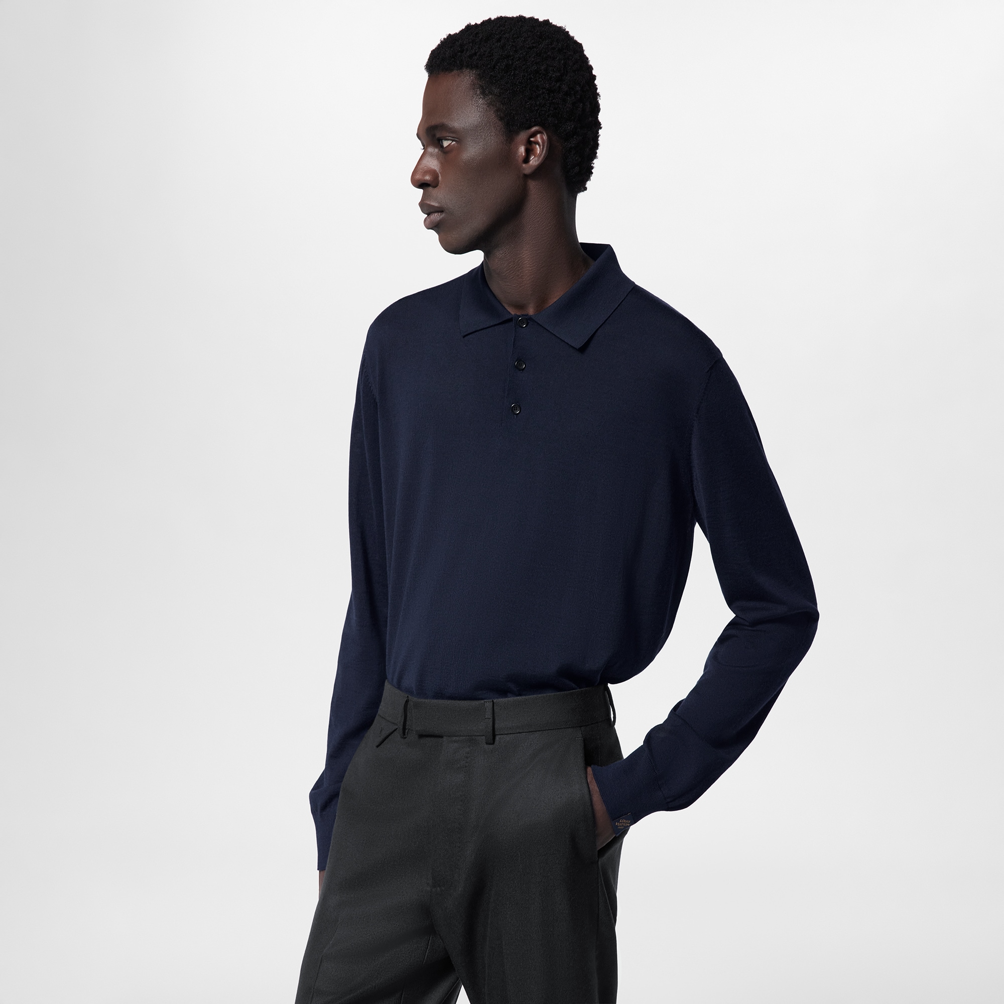 Polo de manga larga en mezcla de seda y cachemir  Hombre Prêt-à-Porter Punto y sudaderas | LOUIS VUITTON (Zoom de producto)