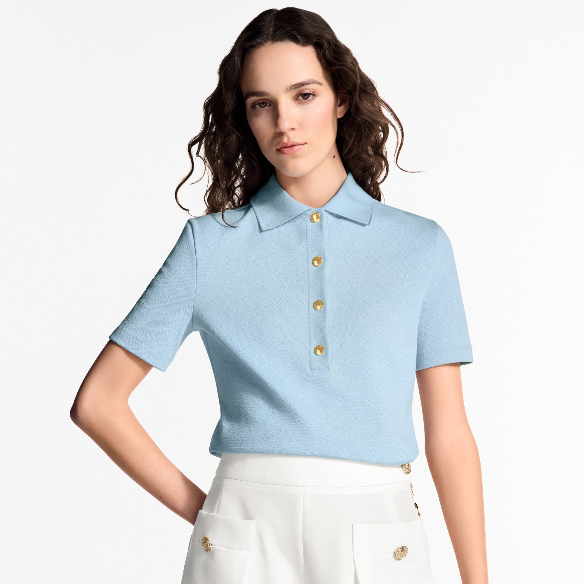 Polo Monogram de piqué  Mujer Prêt-à-Porter Tops | LOUIS VUITTON (Zoom de producto)