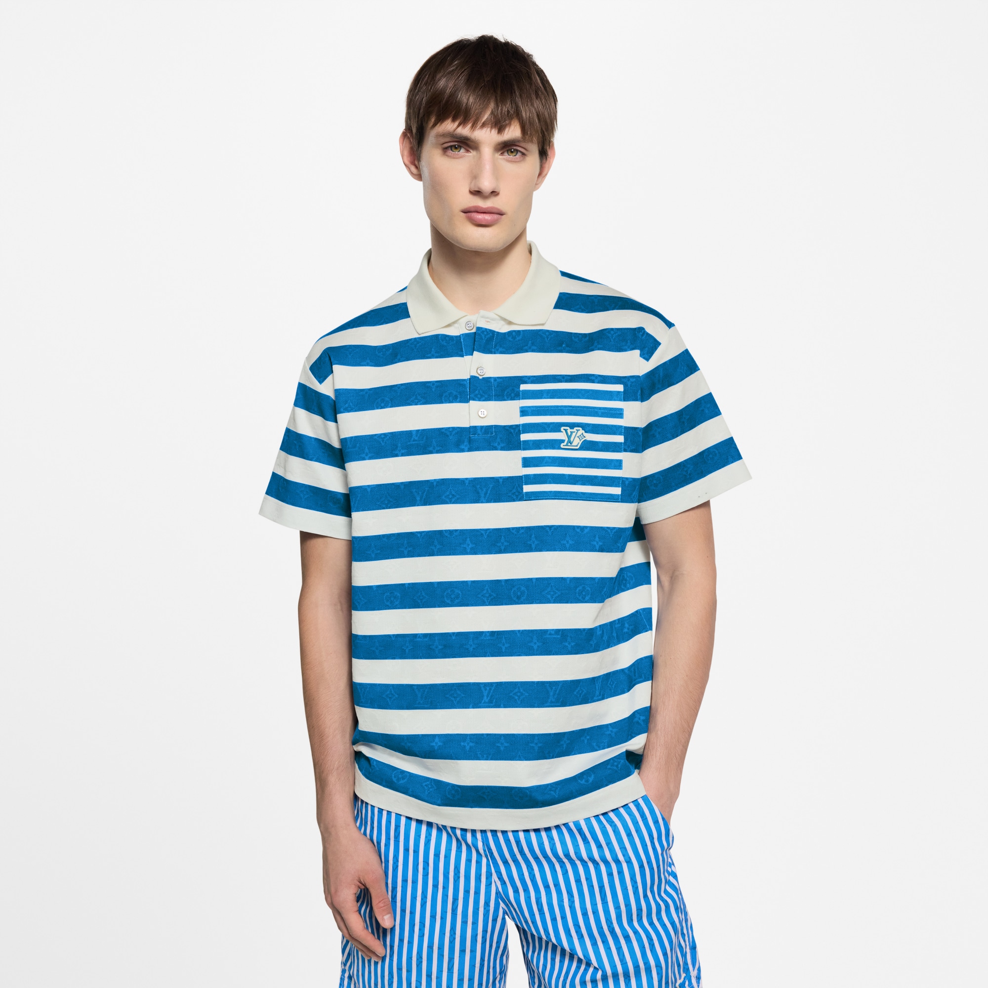 Polo Monogram de rayas  Hombre Prêt-à-Porter Camisetas y polos | LOUIS VUITTON (Zoom de producto)