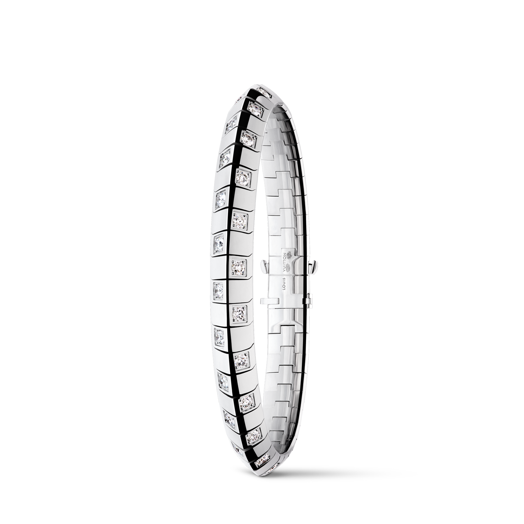 Pulsera grande Le Damier de Louis Vuitton, de oro blanco y diamantes  Joyería Categorías Pulseras | LOUIS VUITTON (Zoom de producto)