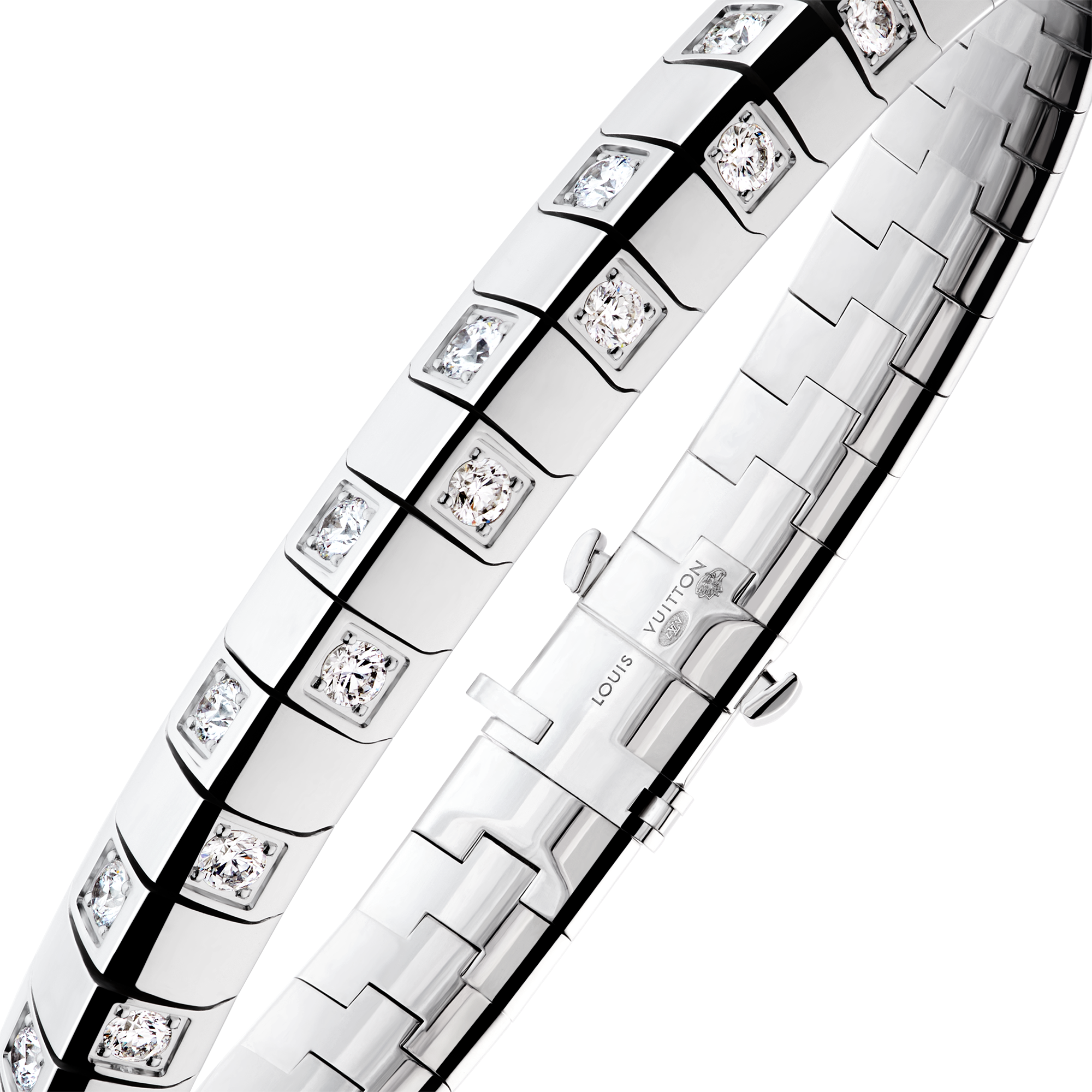 Pulsera grande Le Damier de Louis Vuitton, de oro blanco y diamantes  Joyería Categorías Pulseras | LOUIS VUITTON (Zoom de producto)