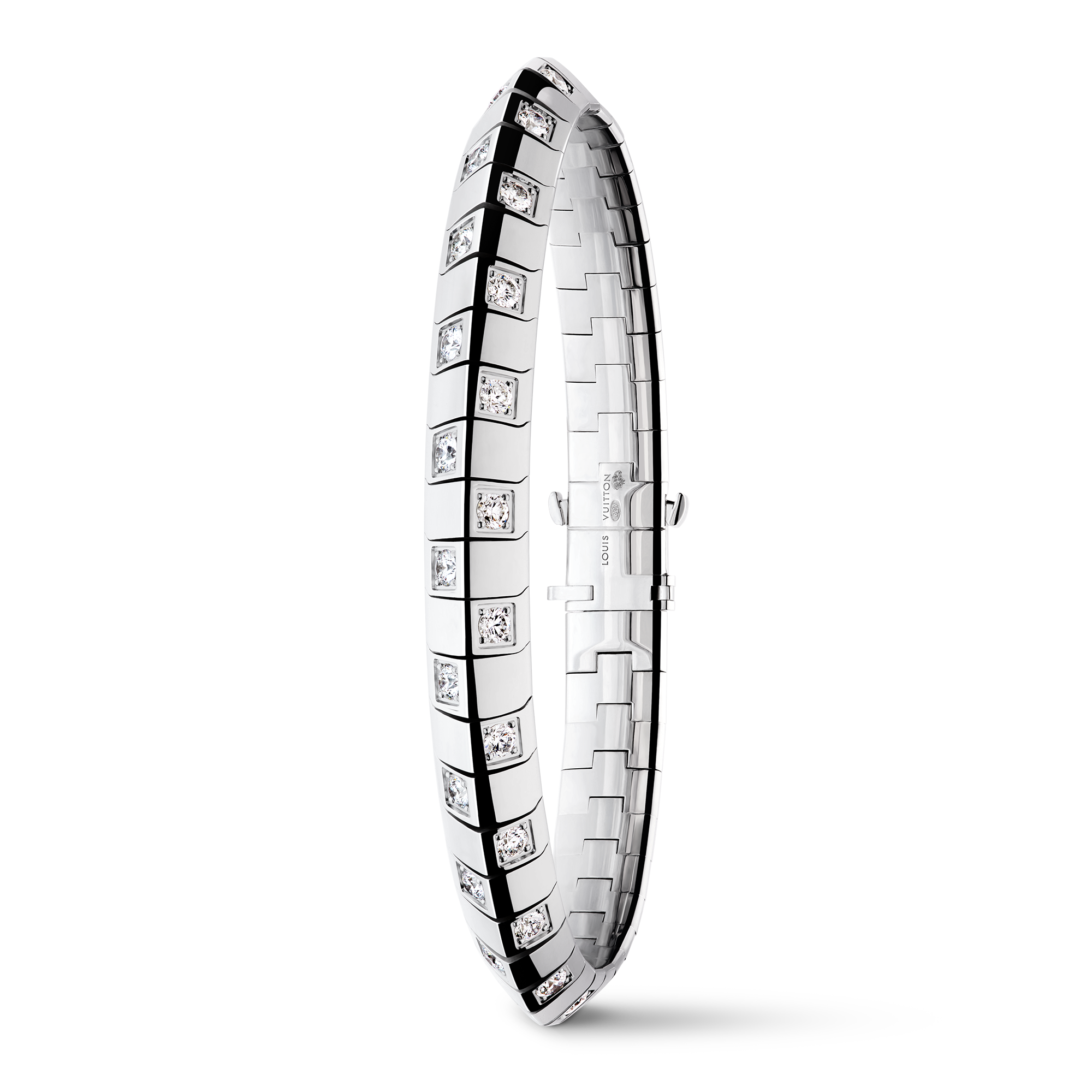 Pulsera grande Le Damier de Louis Vuitton, de oro blanco y diamantes  Joyería Categorías Pulseras | LOUIS VUITTON (Zoom de producto)