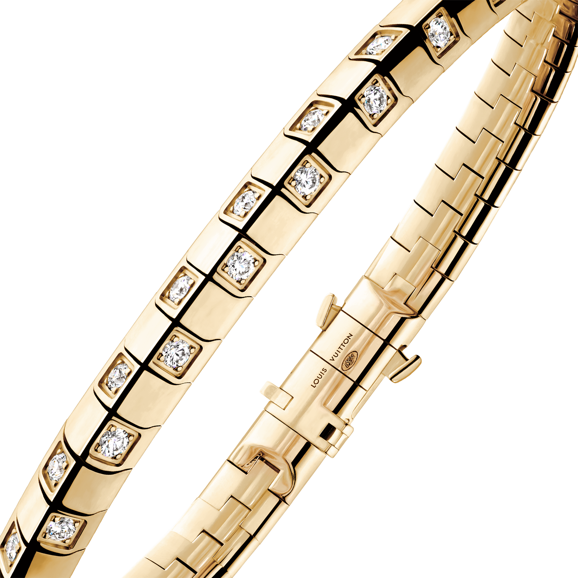 Pulsera mediana Le Damier de Louis Vuitton, de oro amarillo y diamantes  Joyería Categorías Pulseras | LOUIS VUITTON (Zoom de producto)