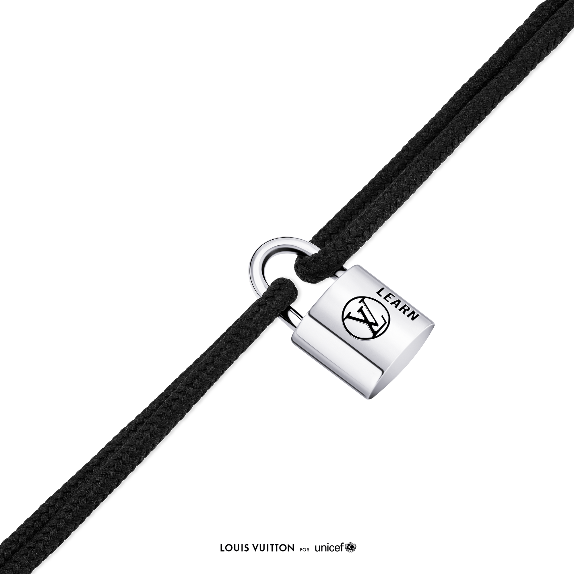 Pulsera Silver Lockit en plata de ley y laca negra con cordón de poliéster negro  Joyería Categorías Pulseras | LOUIS VUITTON (Zoom de producto)