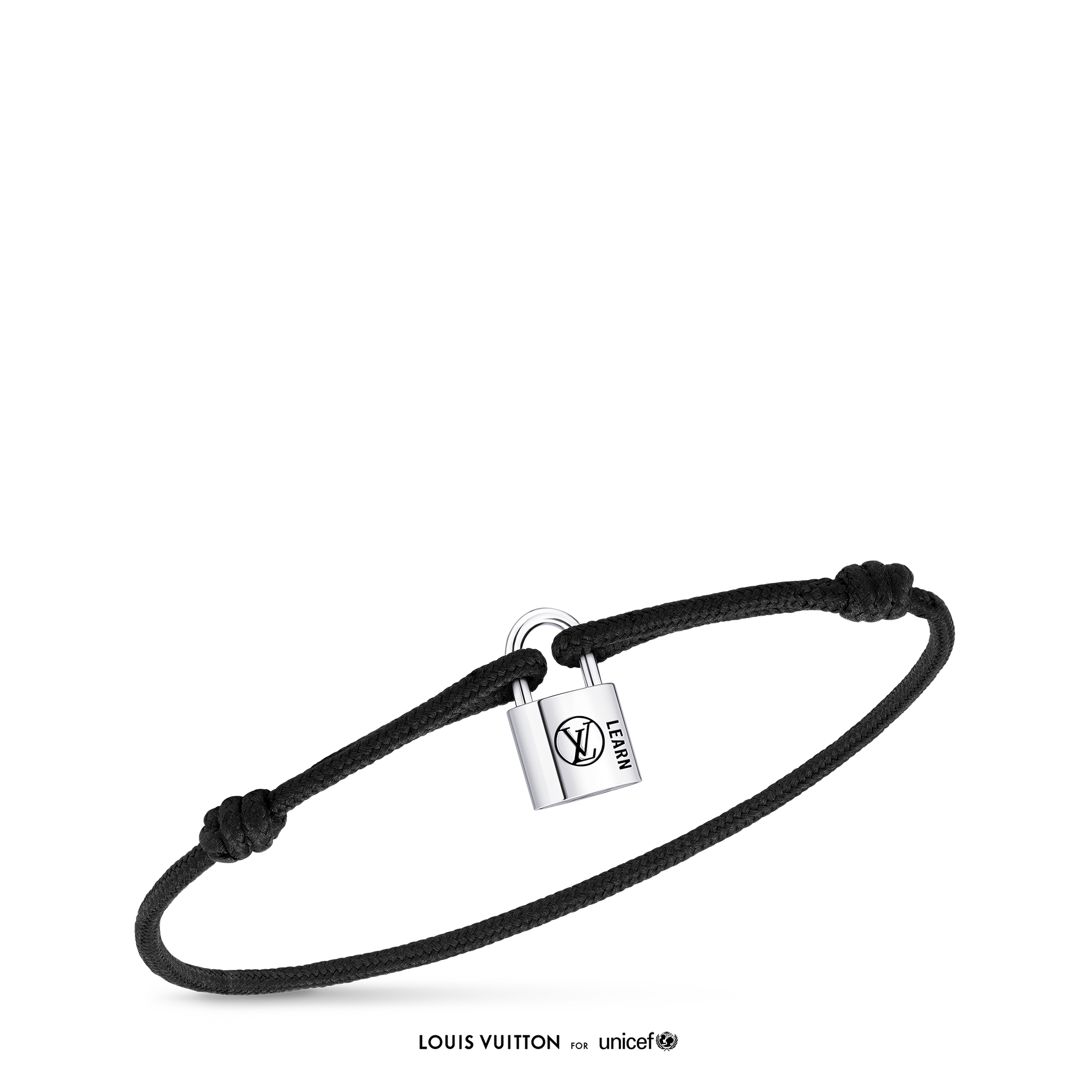 Pulsera Silver Lockit en plata de ley y laca negra con cordón de poliéster negro  Joyería Categorías Pulseras | LOUIS VUITTON (Zoom de producto)