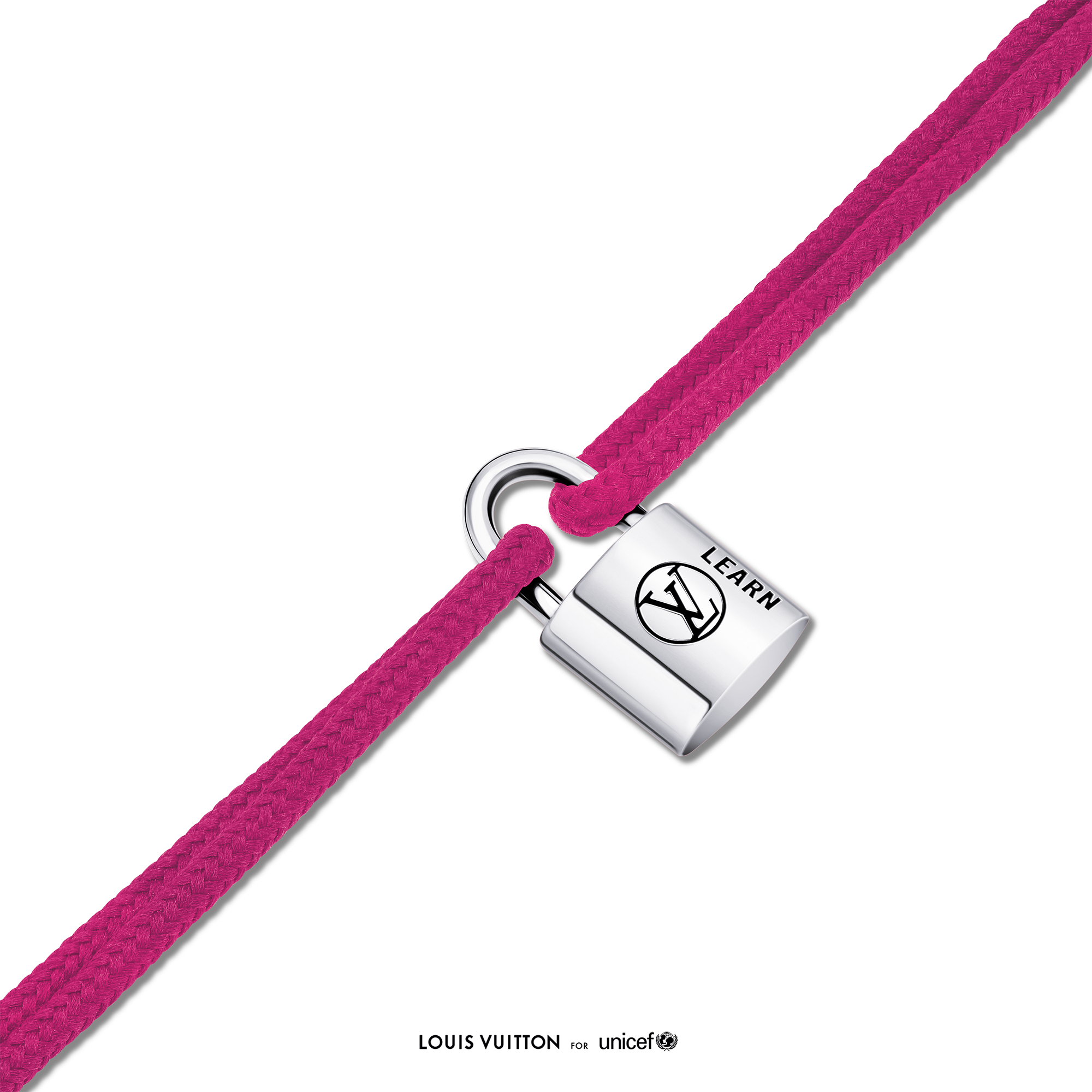 Pulsera Silver Lockit en plata de ley y laca negra con cordón de poliéster rosa  Joyería Categorías Pulseras | LOUIS VUITTON (Zoom de producto)
