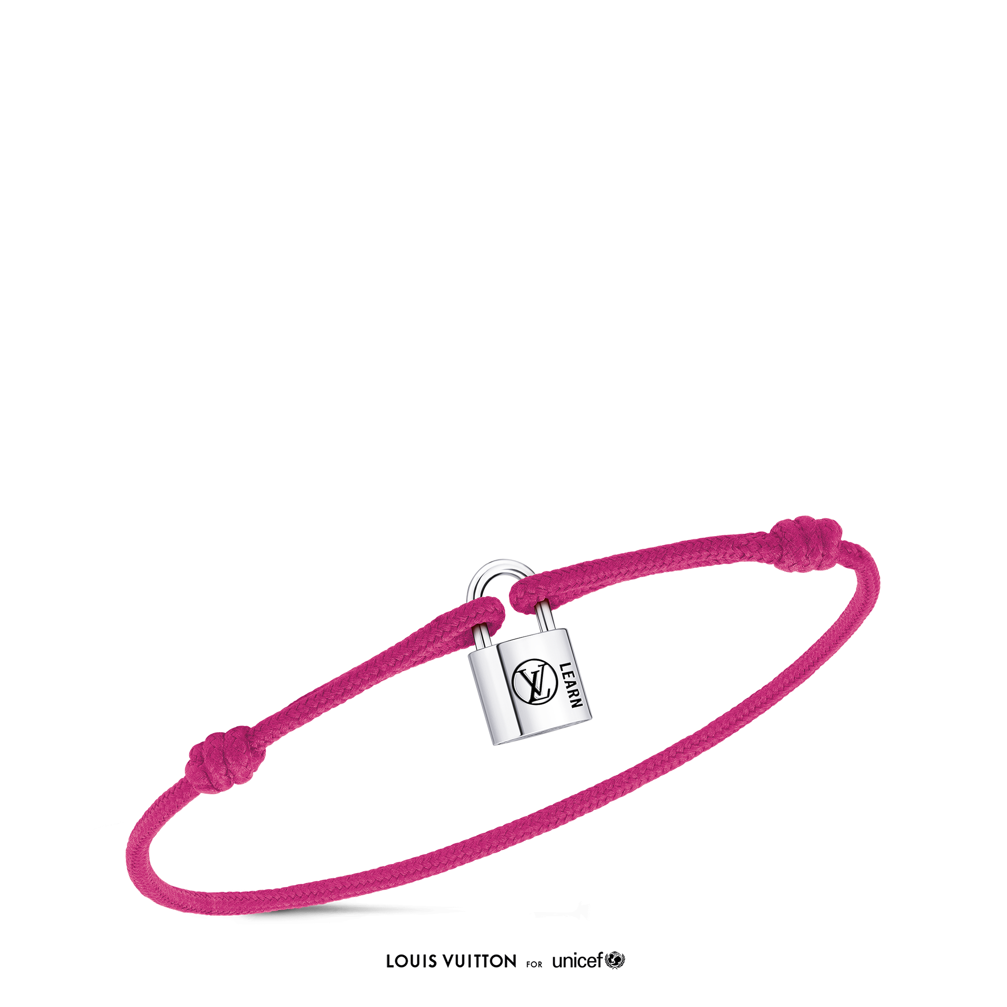Pulsera Silver Lockit en plata de ley y laca negra con cordón de poliéster rosa  Joyería Categorías Pulseras | LOUIS VUITTON (Zoom de producto)