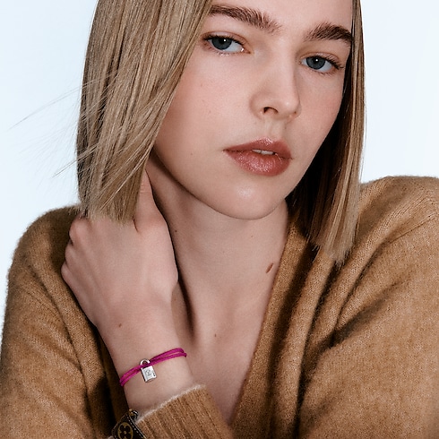 Pulsera Silver Lockit en plata de ley y laca negra con cordón de poliéster rosa Joyería Categorías Pulseras | LOUIS VUITTON (Zoom de producto)