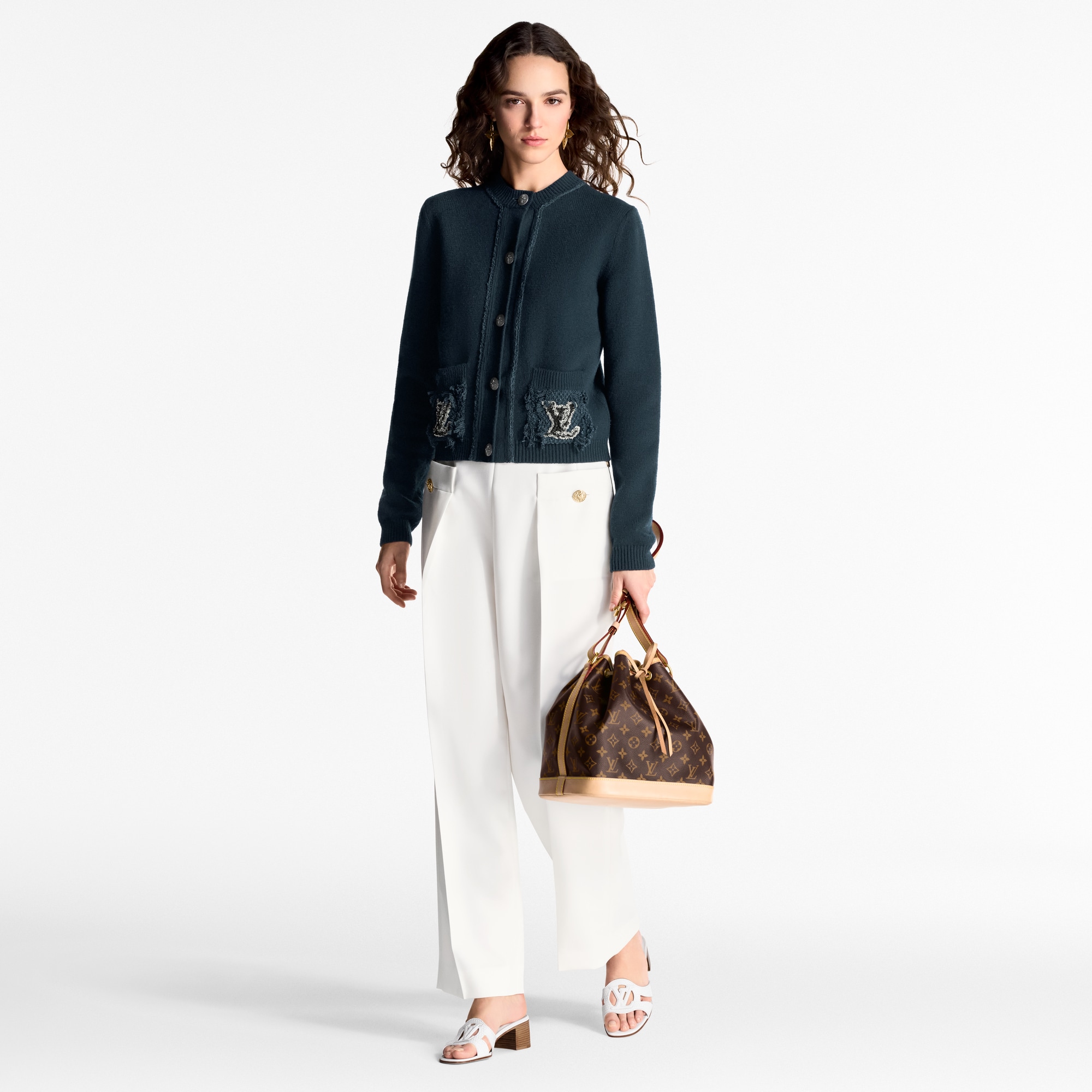 Rebeca con bolsillos en tejido de rizo  Mujer Prêt-à-Porter Artículos de punto | LOUIS VUITTON (Zoom de producto)