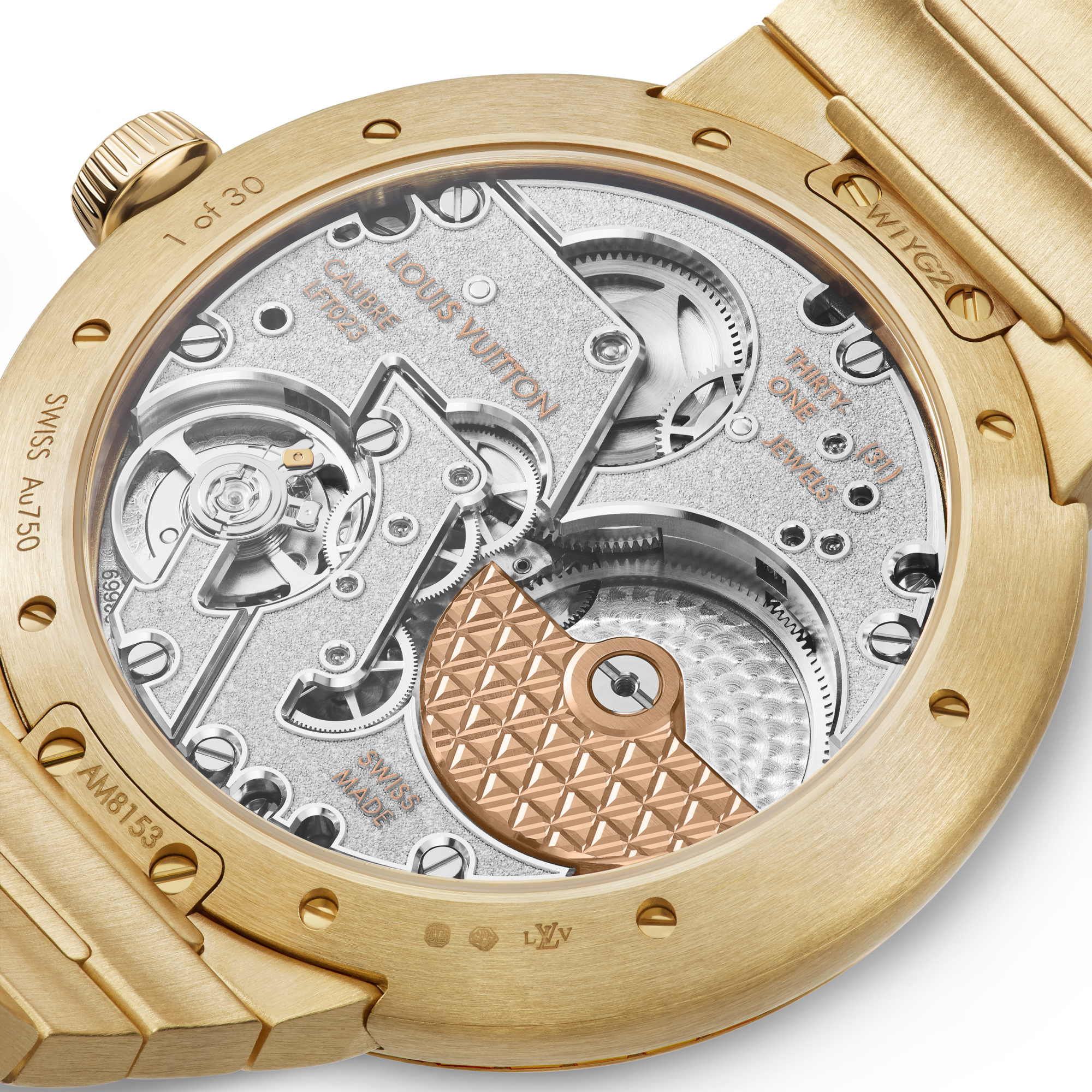 Reloj automático Tambour de 40 mm de oro amarillo, ónix y zafiros  Relojería Todos los relojes } | LOUIS VUITTON (Zoom de producto)