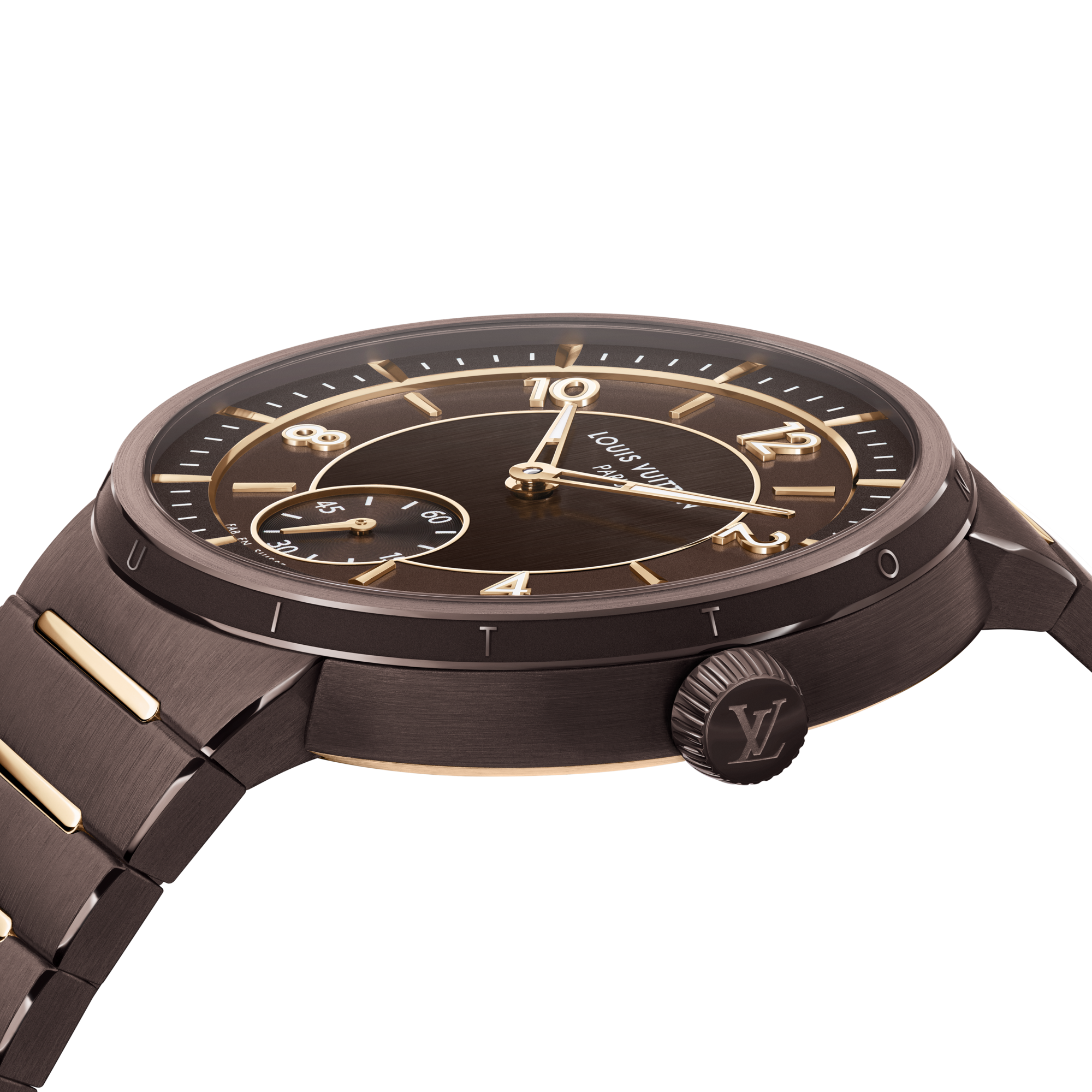Reloj automático Tambour de 40 mm en cerámica y oro rosa  Relojería Todos los relojes } | LOUIS VUITTON (Zoom de producto)
