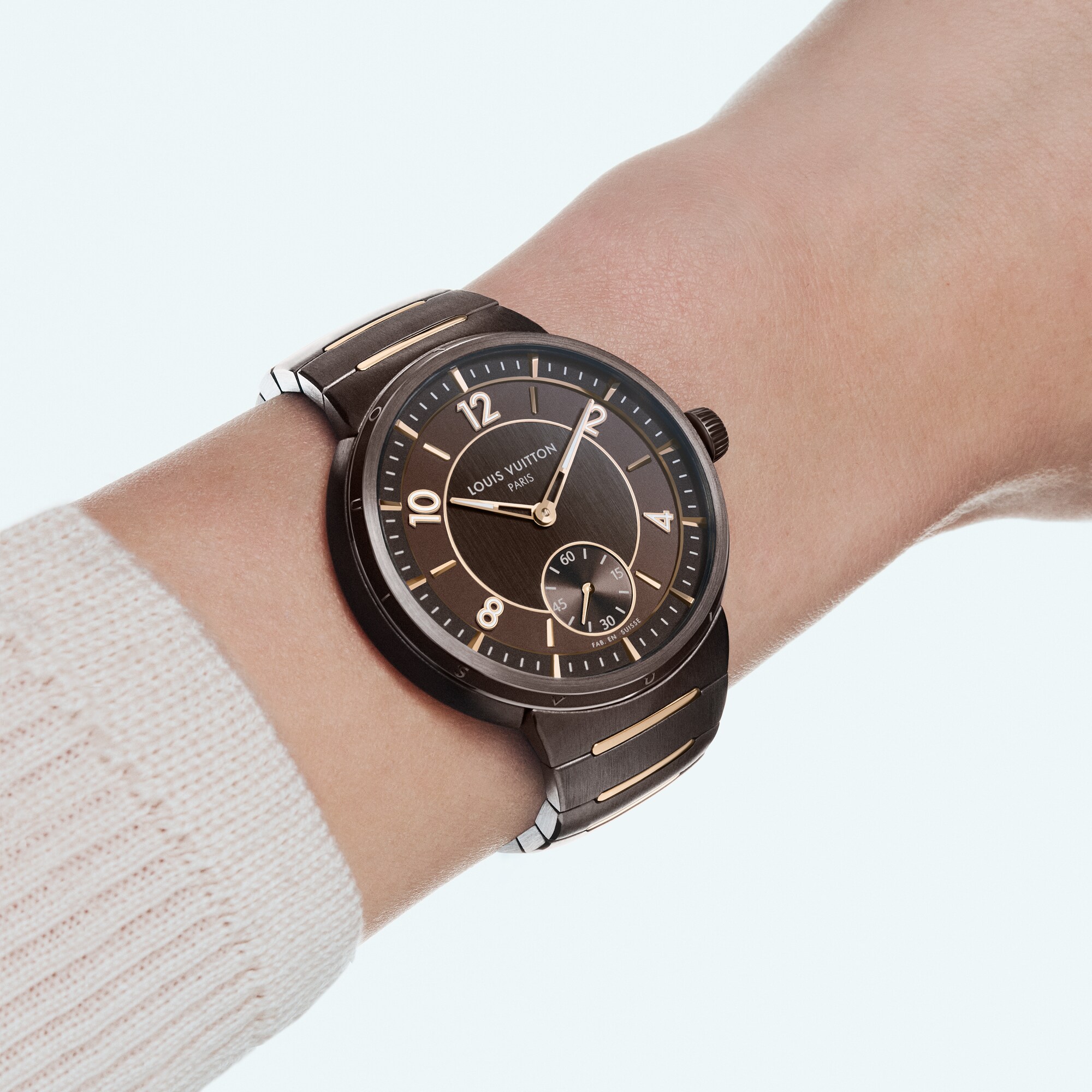 Reloj automático Tambour de 40 mm en cerámica y oro rosa  Relojería Todos los relojes } | LOUIS VUITTON (Zoom de producto)