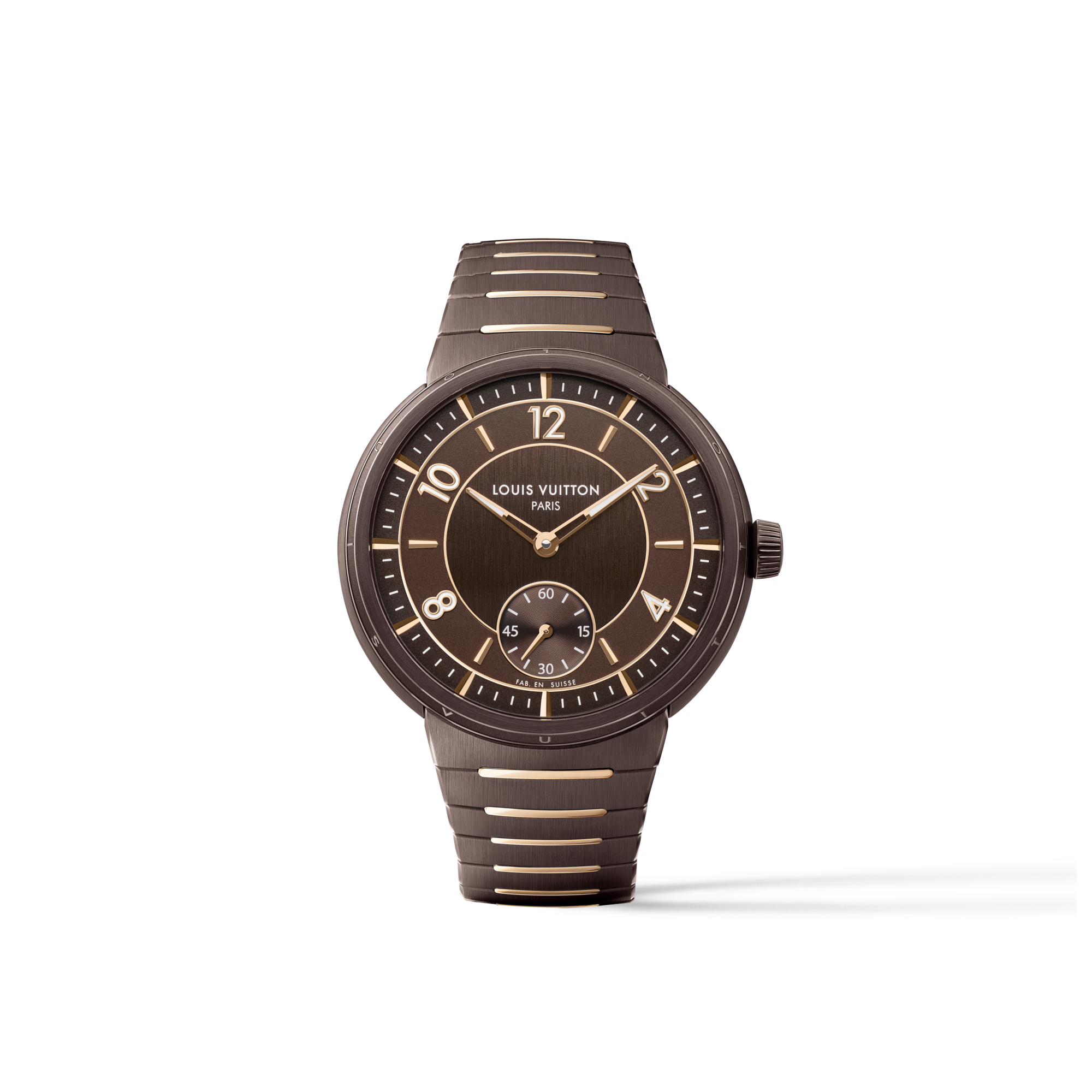 Reloj automático Tambour de 40 mm en cerámica y oro rosa  Relojería Todos los relojes } | LOUIS VUITTON (Zoom de producto)