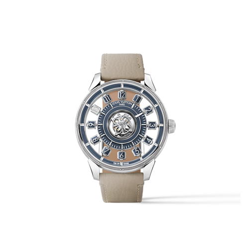 Reloj automático Tambour Taiko Spin Time Air Flying Tourbillon de 42,5 mm en oro blanco Relojería Todos los relojes } | LOUIS VUITTON (Zoom de producto)