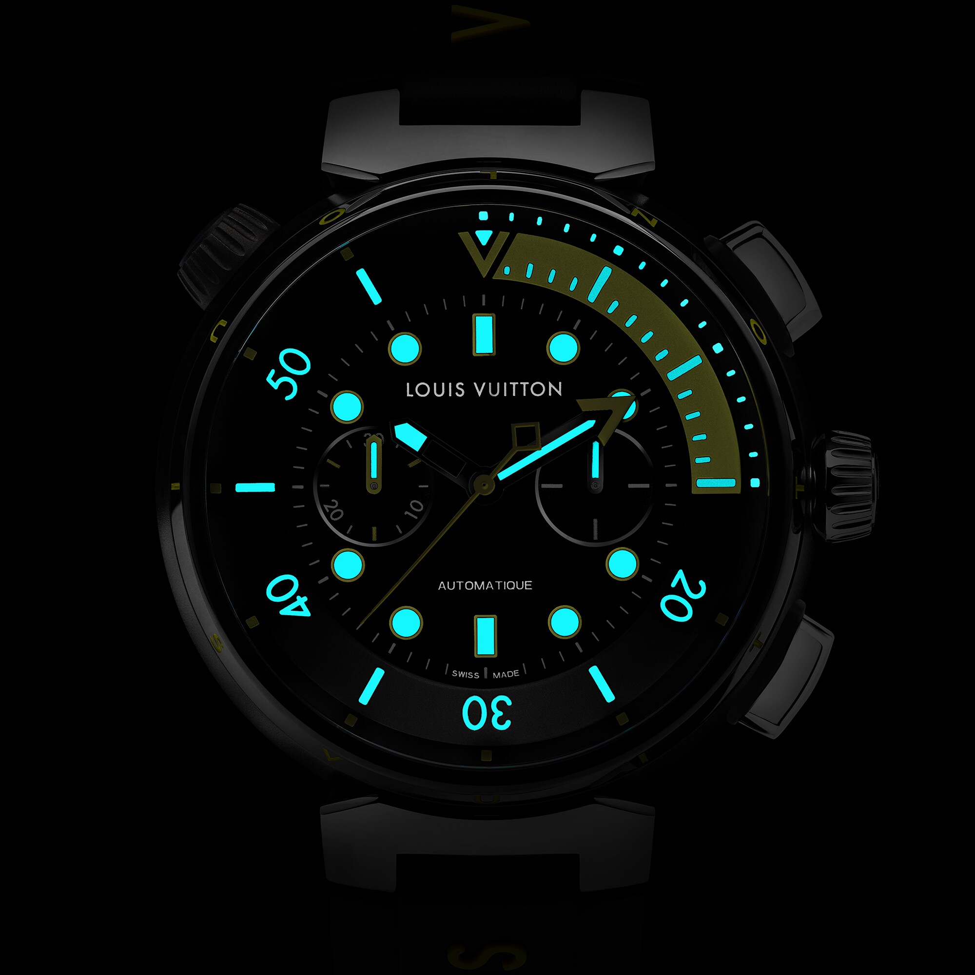 Reloj cronógrafo Tambour Street Diver, automático, 46 mm, acero  Relojería Todos los relojes } | LOUIS VUITTON (Zoom de producto)