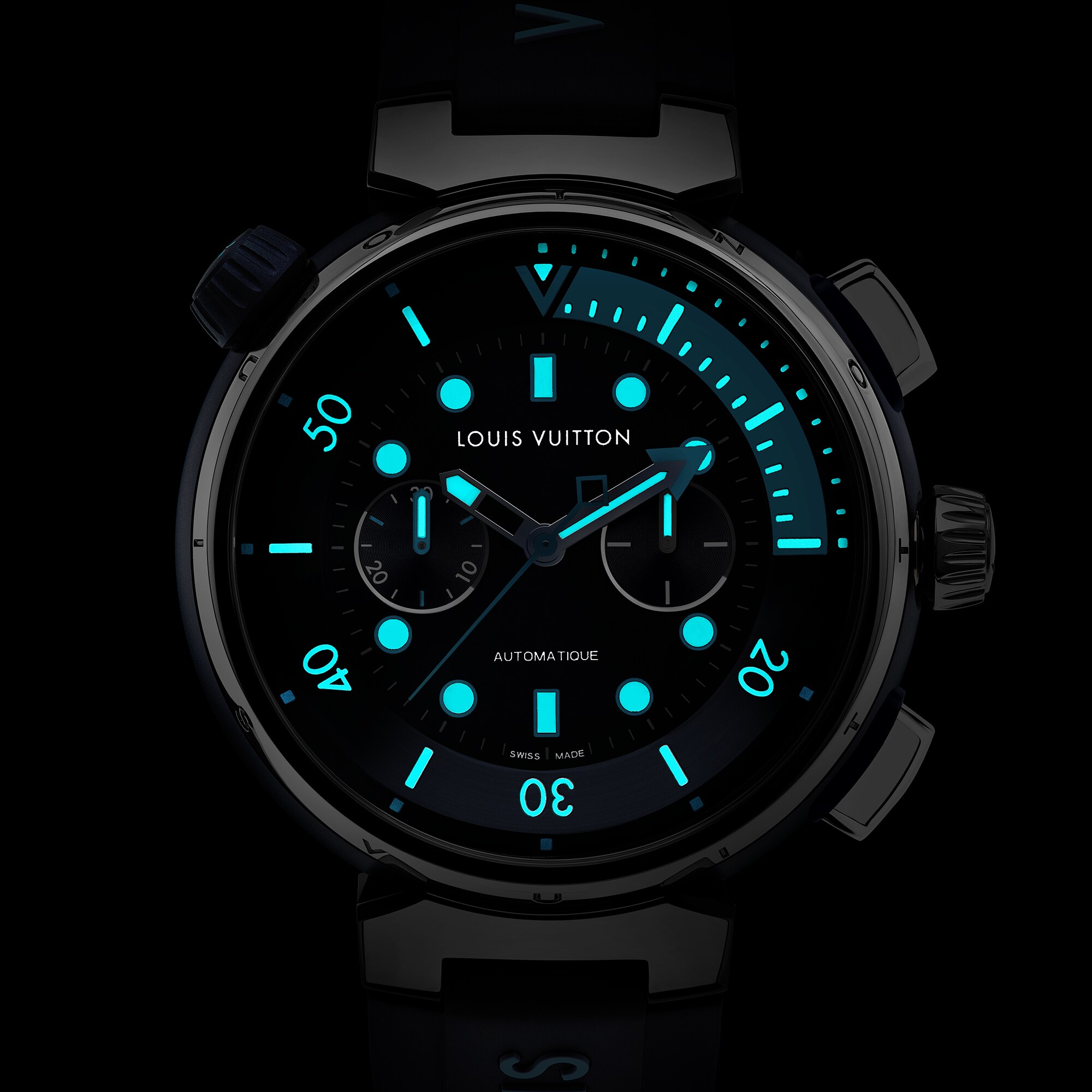 Reloj cronógrafo Tambour Street Diver, automático, 46 mm, acero  Relojería Todos los relojes } | LOUIS VUITTON (Zoom de producto)