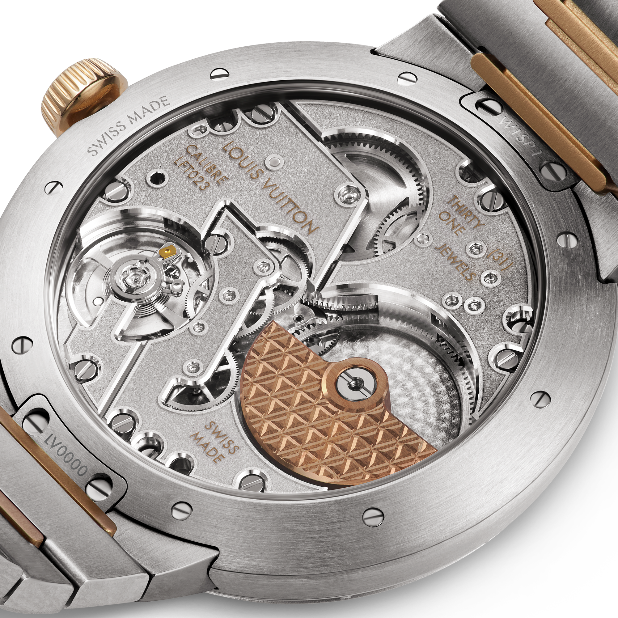 Reloj Tambour, automático, 40 mm, acero y oro rosa  Relojería Todos los relojes } | LOUIS VUITTON (Zoom de producto)