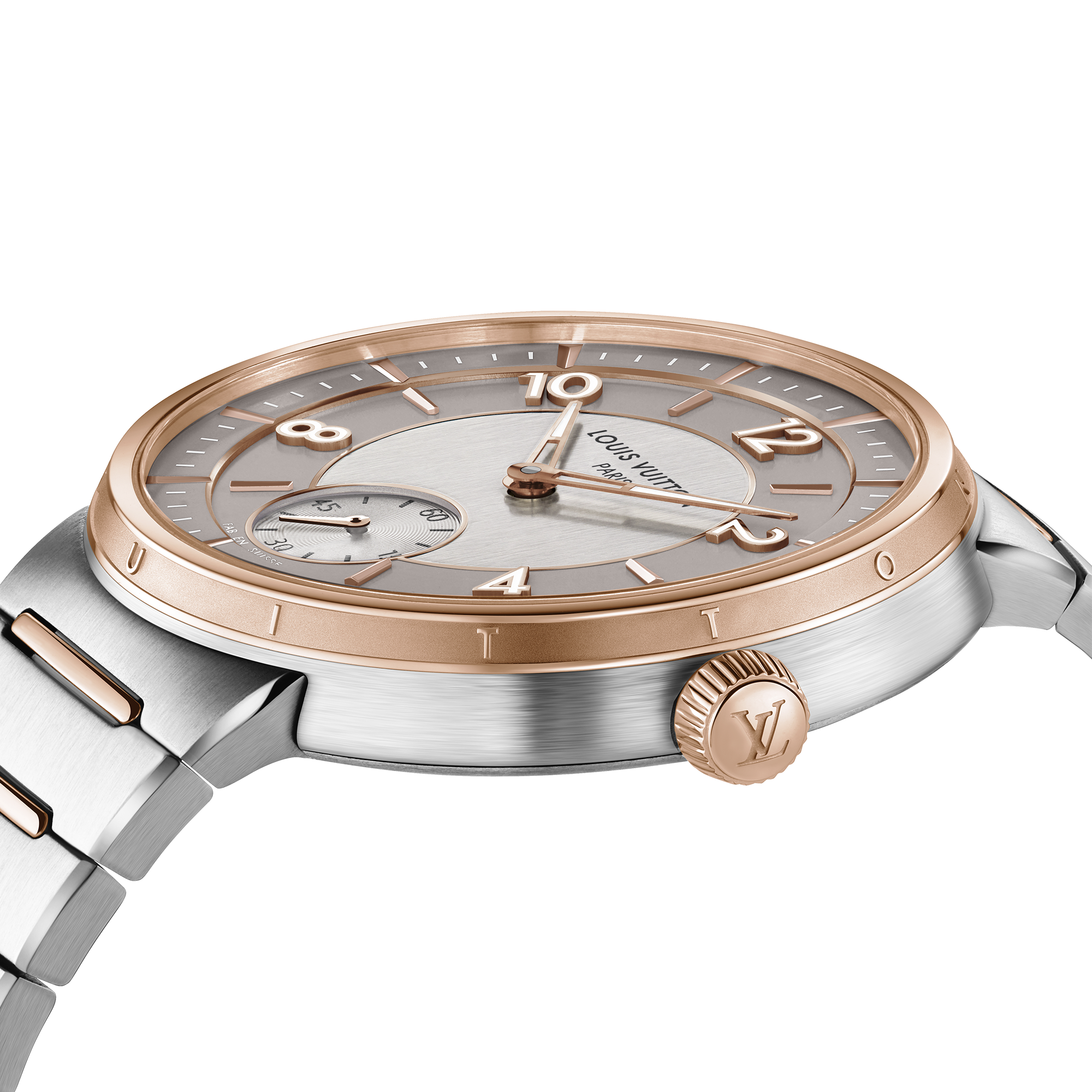 Reloj Tambour, automático, 40 mm, acero y oro rosa  Relojería Todos los relojes } | LOUIS VUITTON (Zoom de producto)