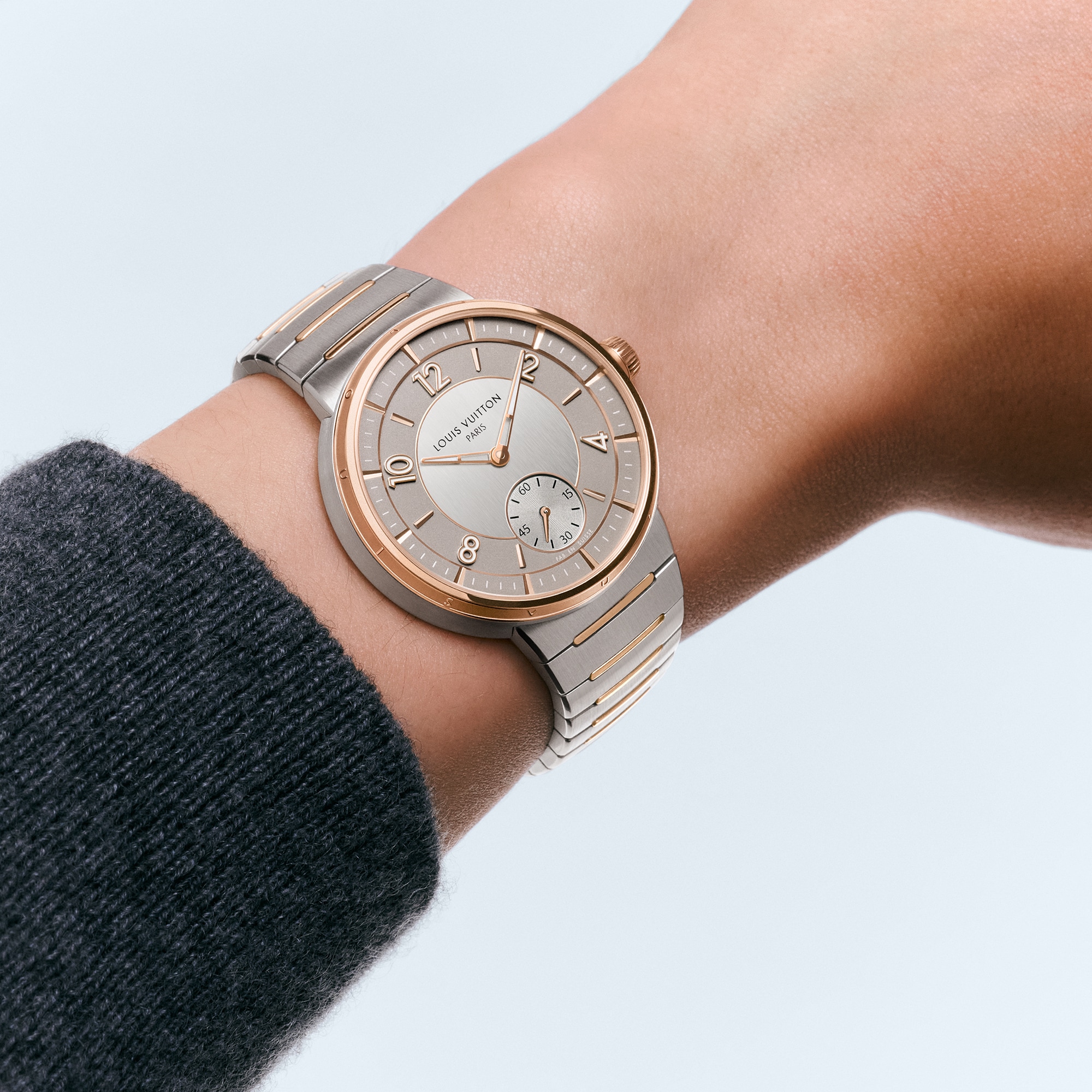 Reloj Tambour, automático, 40 mm, acero y oro rosa  Relojería Todos los relojes } | LOUIS VUITTON (Zoom de producto)