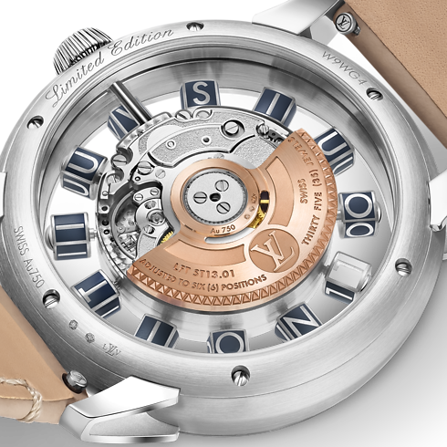 Reloj Tambour Spin Time Air, automático, 42,5 mm, oro blanco Relojería Todos los relojes } | LOUIS VUITTON (Zoom de producto)