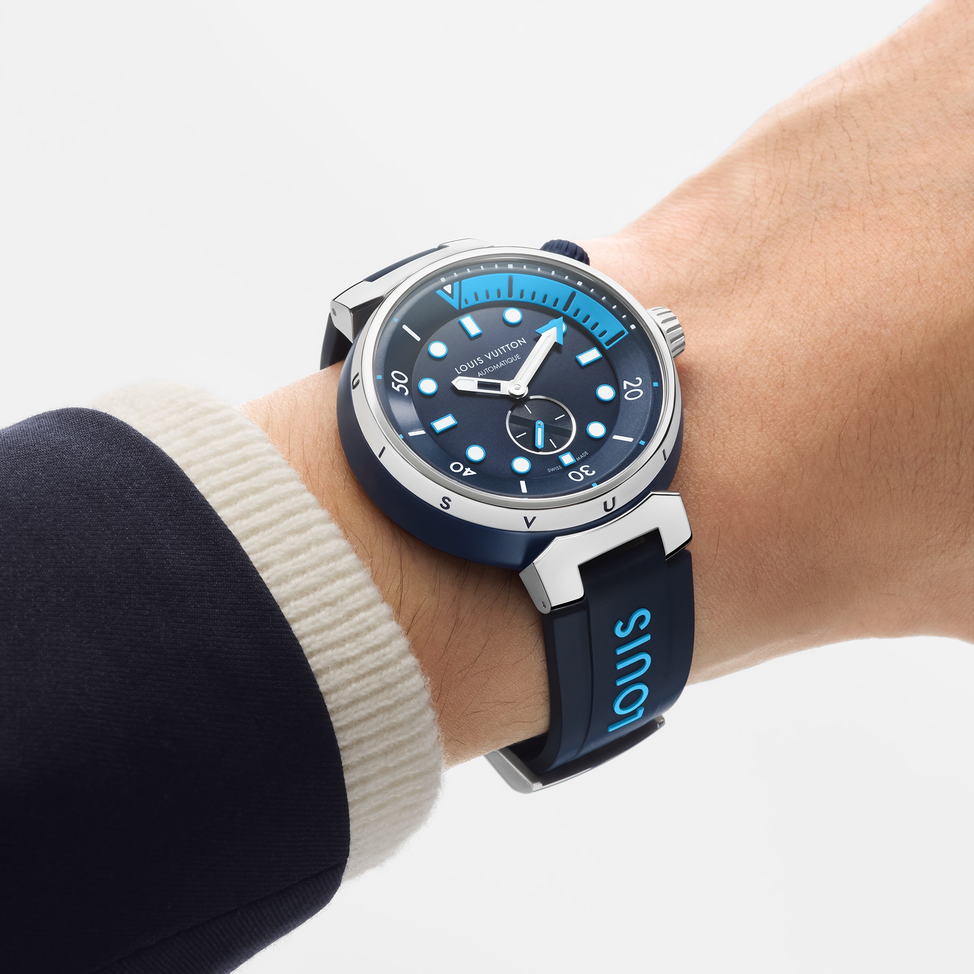 Reloj Tambour Streer Diver, automático, 44 mm, acero  Relojería Todos los relojes } | LOUIS VUITTON (Zoom de producto)
