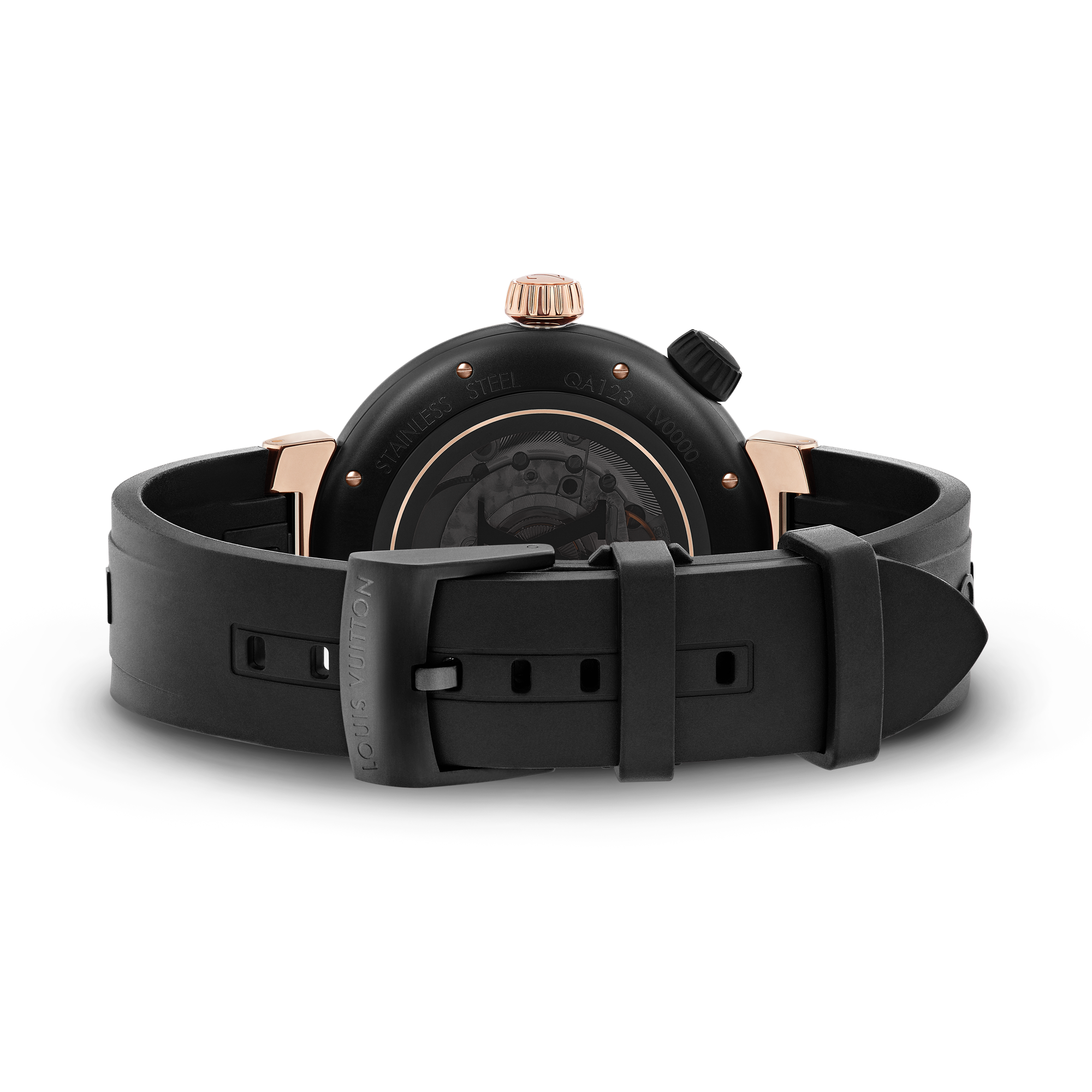 Reloj Tambour Street Diver, automático, 44 mm, acero y oro rosa  Relojería Todos los relojes } | LOUIS VUITTON (Zoom de producto)