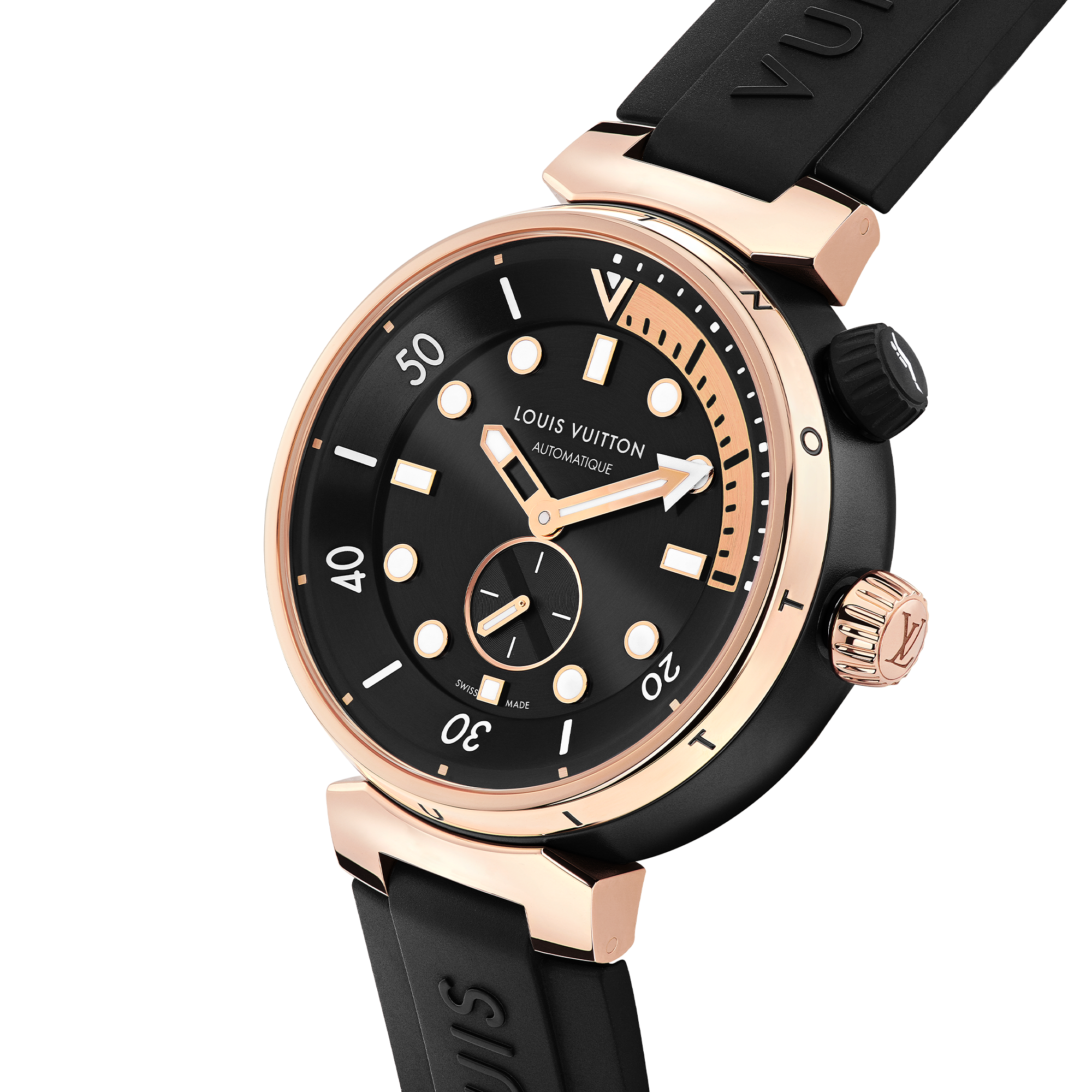 Reloj Tambour Street Diver, automático, 44 mm, acero y oro rosa  Relojería Todos los relojes } | LOUIS VUITTON (Zoom de producto)