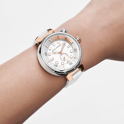 Reloj Tambour Street Diver, cuarzo, 39,5 mm, acero y oro rosa Relojería Todos los relojes } | LOUIS VUITTON (Zoom de producto)