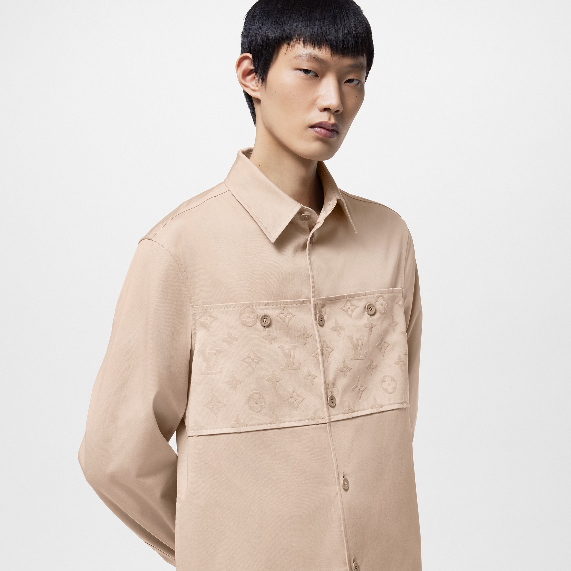 Sobrecamisa de algodón flocada  Hombre Prêt-à-Porter Camisas | LOUIS VUITTON (Zoom de producto)