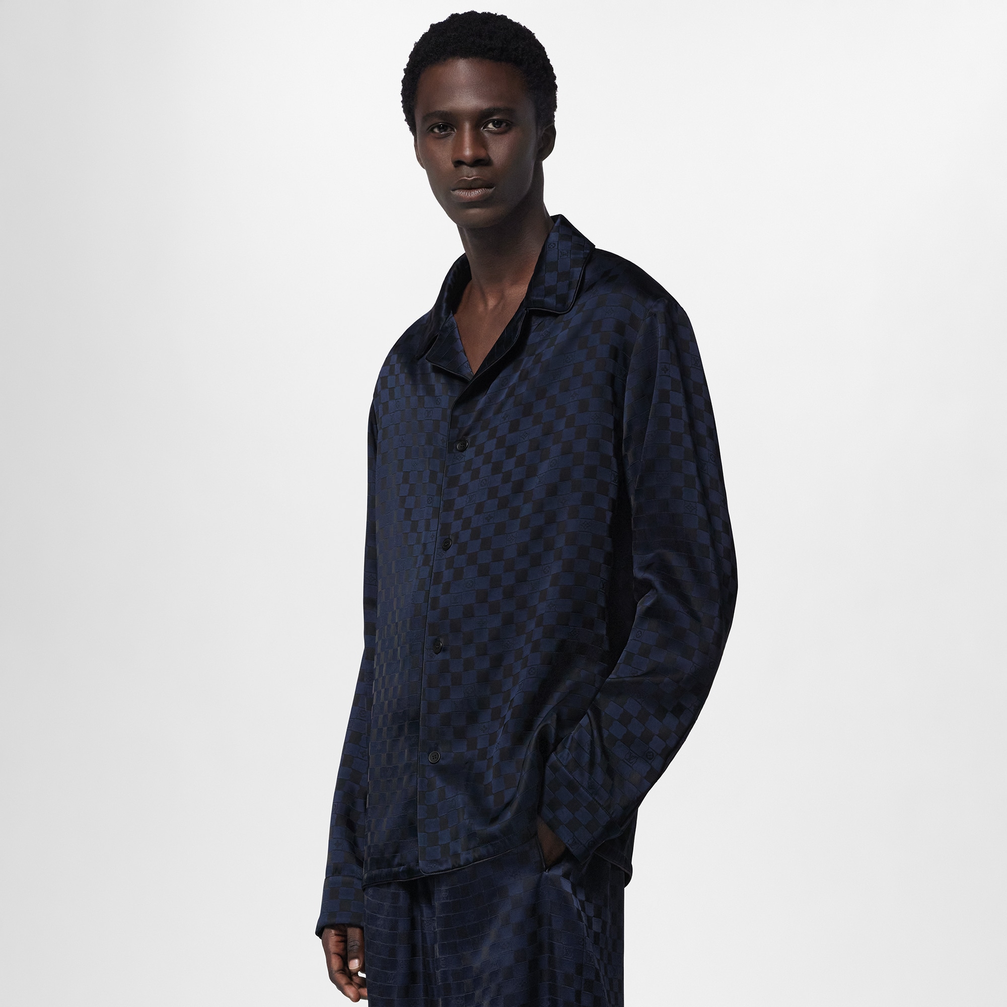 Sobrecamisa de manga larga en mezcla de seda  Hombre Prêt-à-Porter Camisas | LOUIS VUITTON (Zoom de producto)