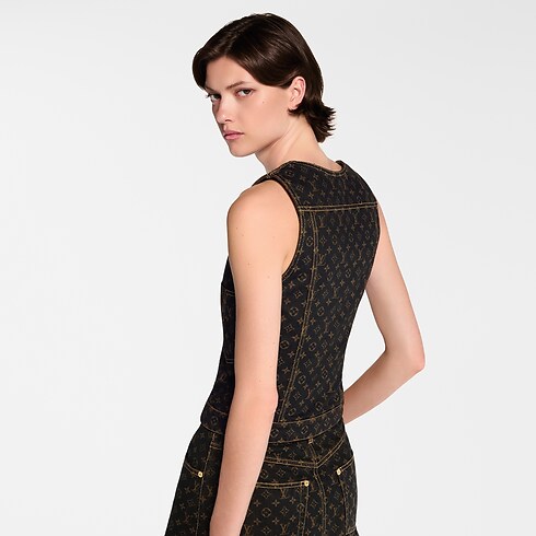 Top vaquero Monogram con botones Mujer Prêt-à-Porter Tops | LOUIS VUITTON (Zoom de producto)