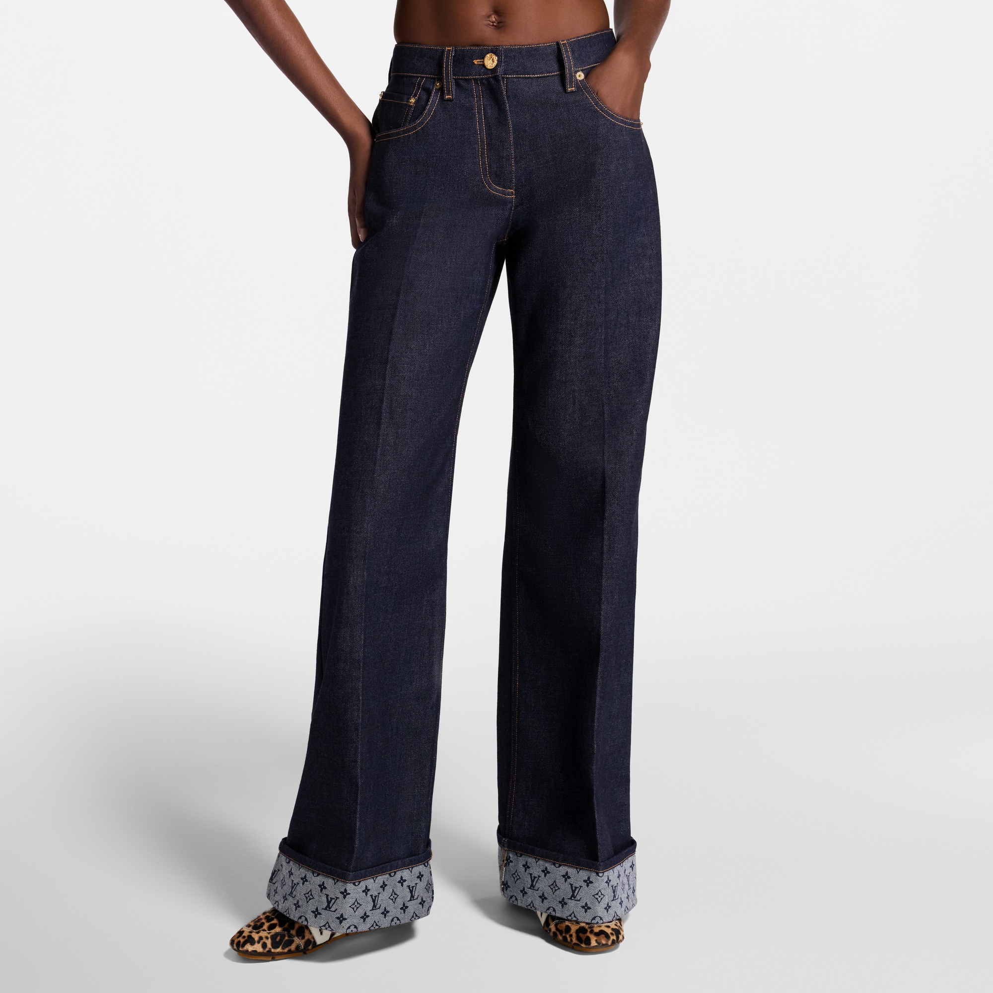 Vaqueros acampanados con vuelta  Mujer Prêt-à-Porter Pantalones | LOUIS VUITTON (Zoom de producto)