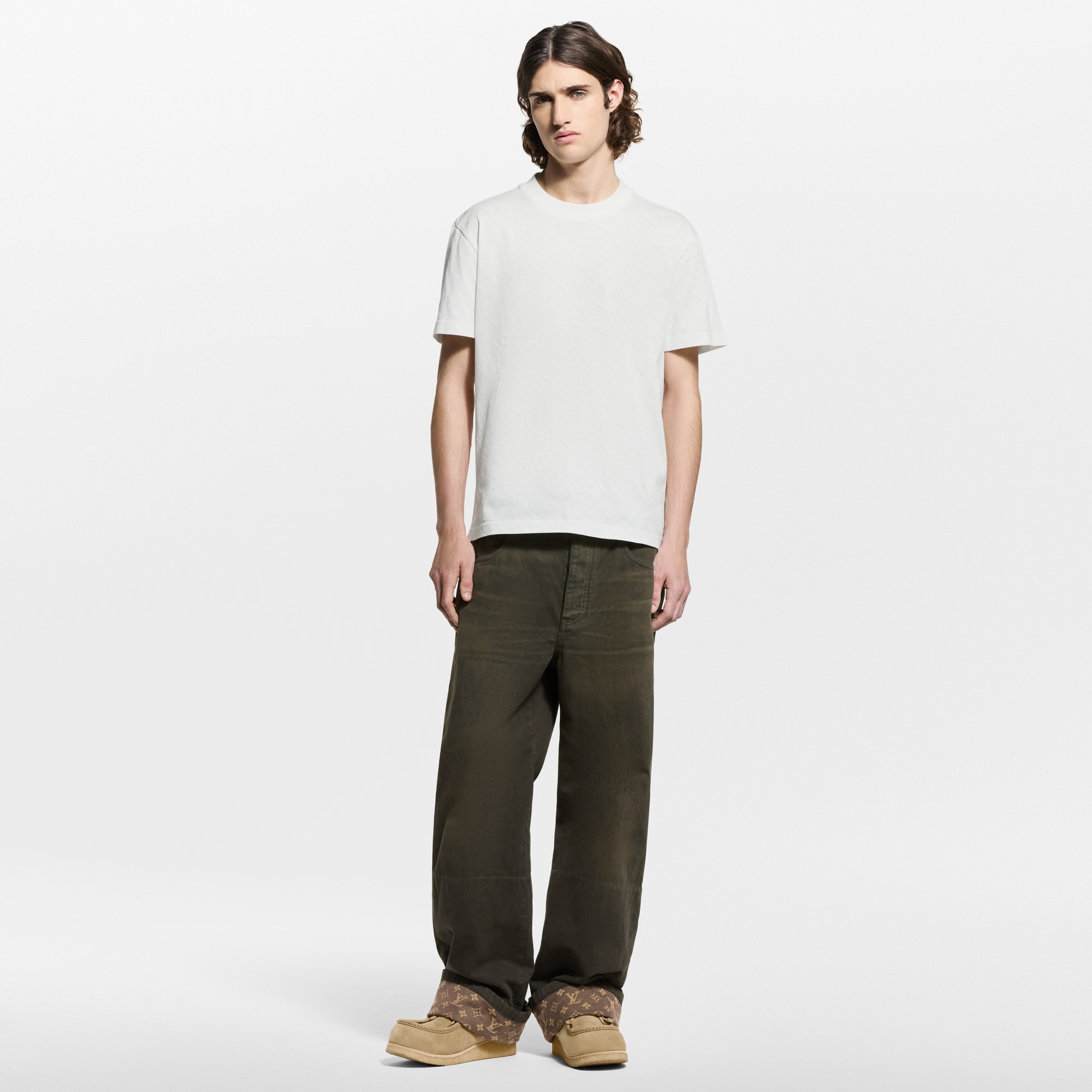 Vaqueros con vuelta y acabado encerado  Hombre Prêt-à-Porter Denim | LOUIS VUITTON (Zoom de producto)