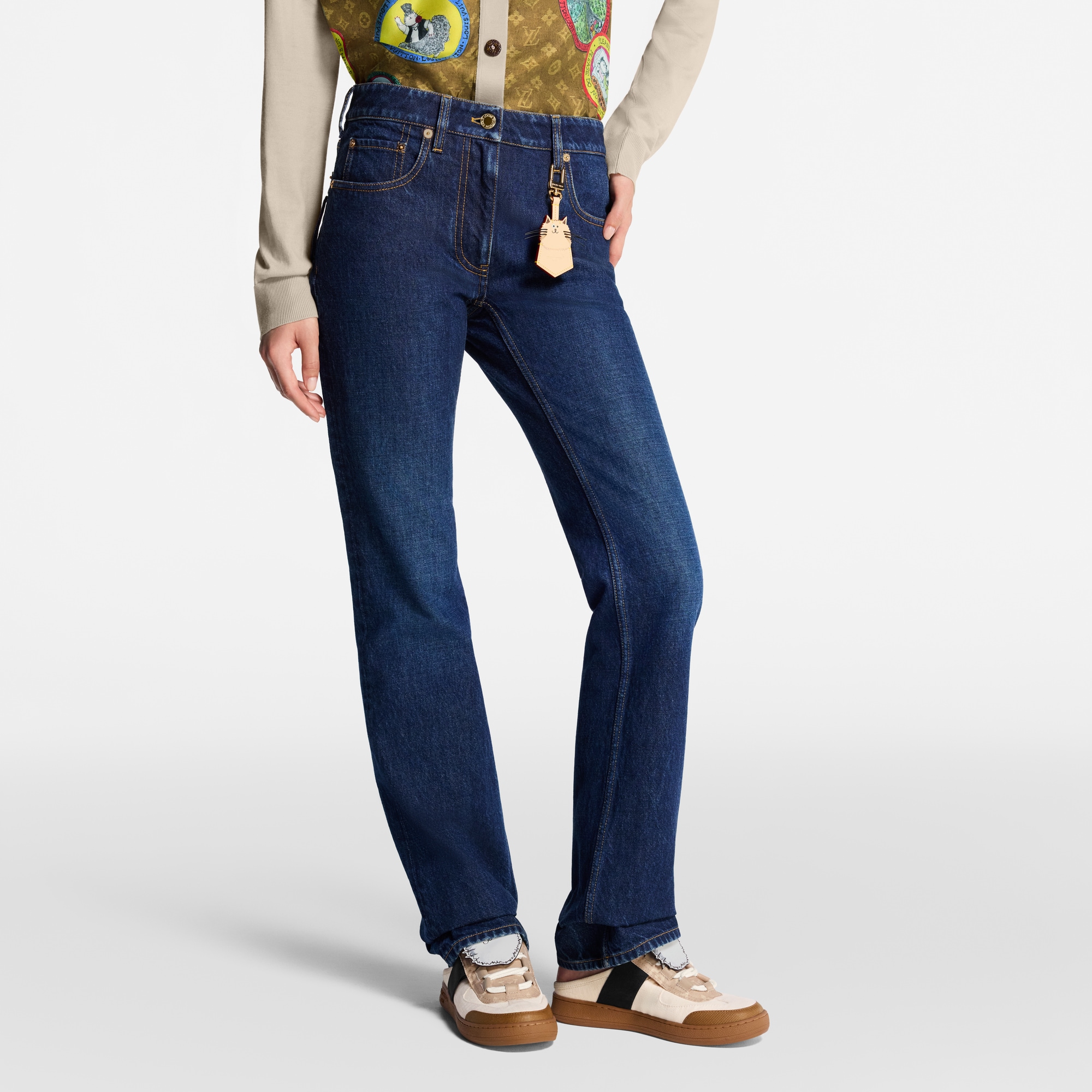 Vaqueros de corte recto en tejido denim lavado  Mujer Prêt-à-Porter Pantalones | LOUIS VUITTON (Zoom de producto)