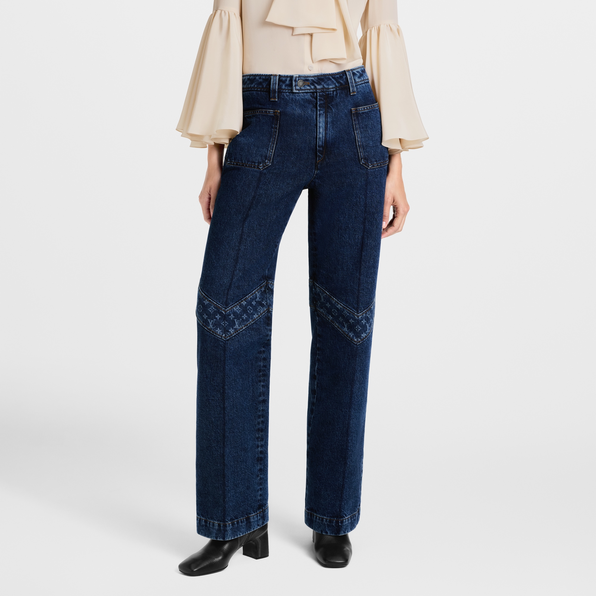 Vaqueros de tejido denim sin tratar con detalle Monogram  Mujer Prêt-à-Porter Pantalones | LOUIS VUITTON (Zoom de producto)