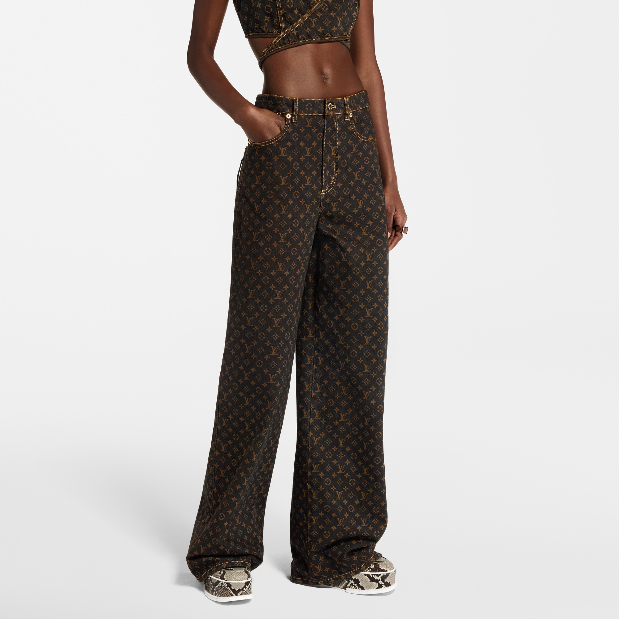 Vaqueros Monogram de corte recto  Mujer Prêt-à-Porter Pantalones | LOUIS VUITTON (Zoom de producto)