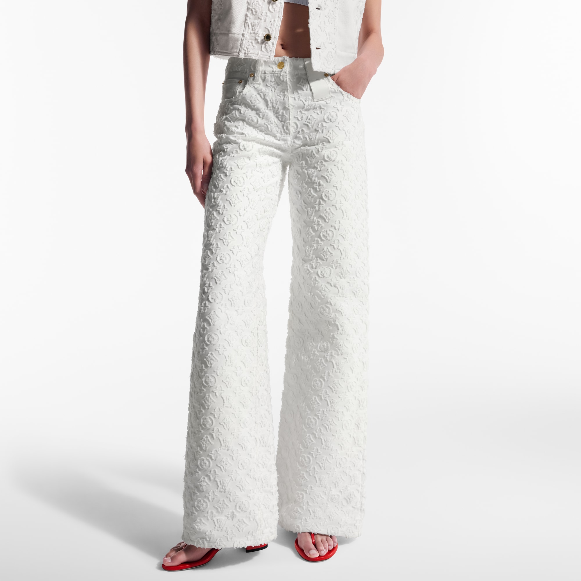 Vaqueros Monogram en fil coupé  Mujer Prêt-à-Porter Pantalones | LOUIS VUITTON (Zoom de producto)