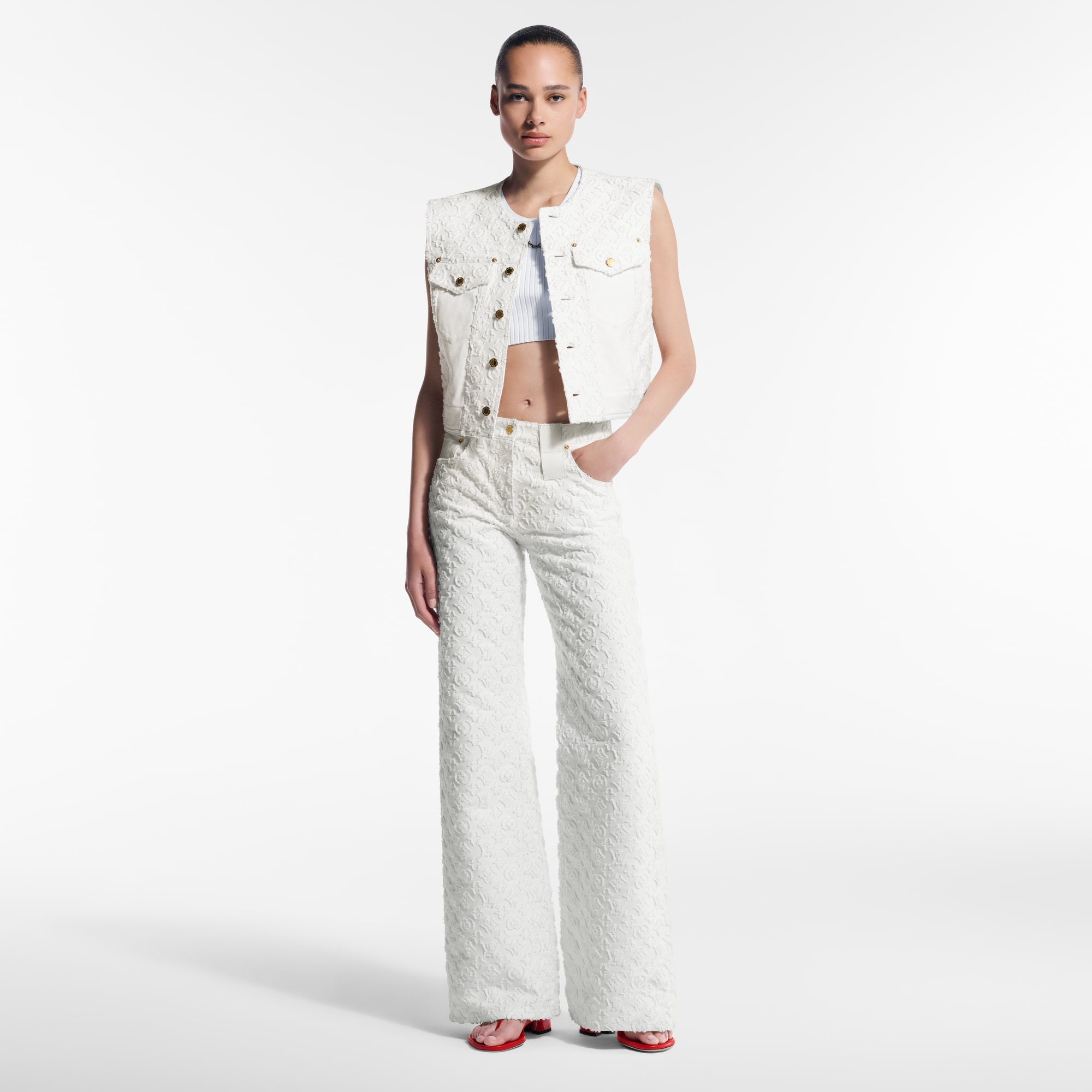 Vaqueros Monogram en fil coupé  Mujer Prêt-à-Porter Pantalones | LOUIS VUITTON (Zoom de producto)