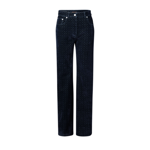 Vaqueros Nanogram de terciopelo flocado Mujer Prêt-à-Porter Pantalones y pantalones cortos | LOUIS VUITTON (Zoom de producto)