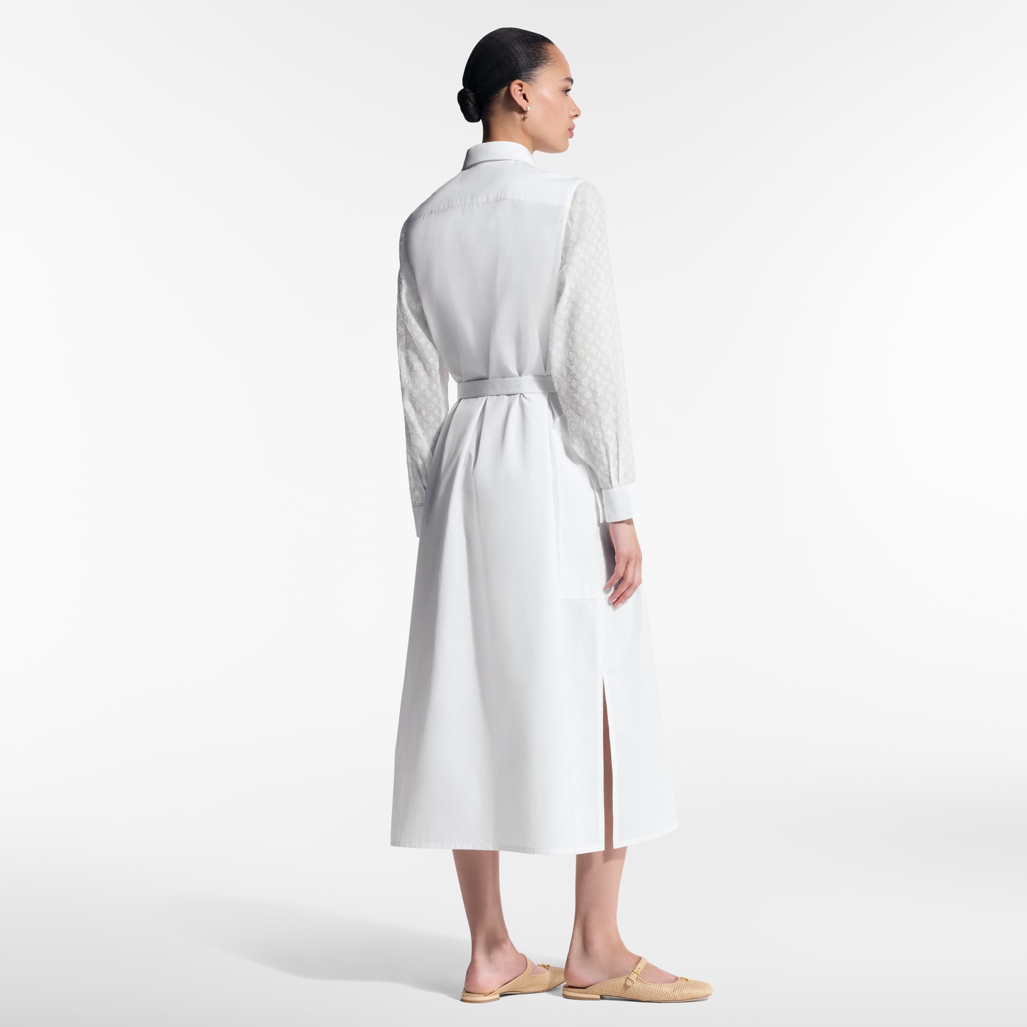 Vestido camisero con detalle Monogram  Mujer Prêt-à-Porter Vestidos | LOUIS VUITTON (Zoom de producto)