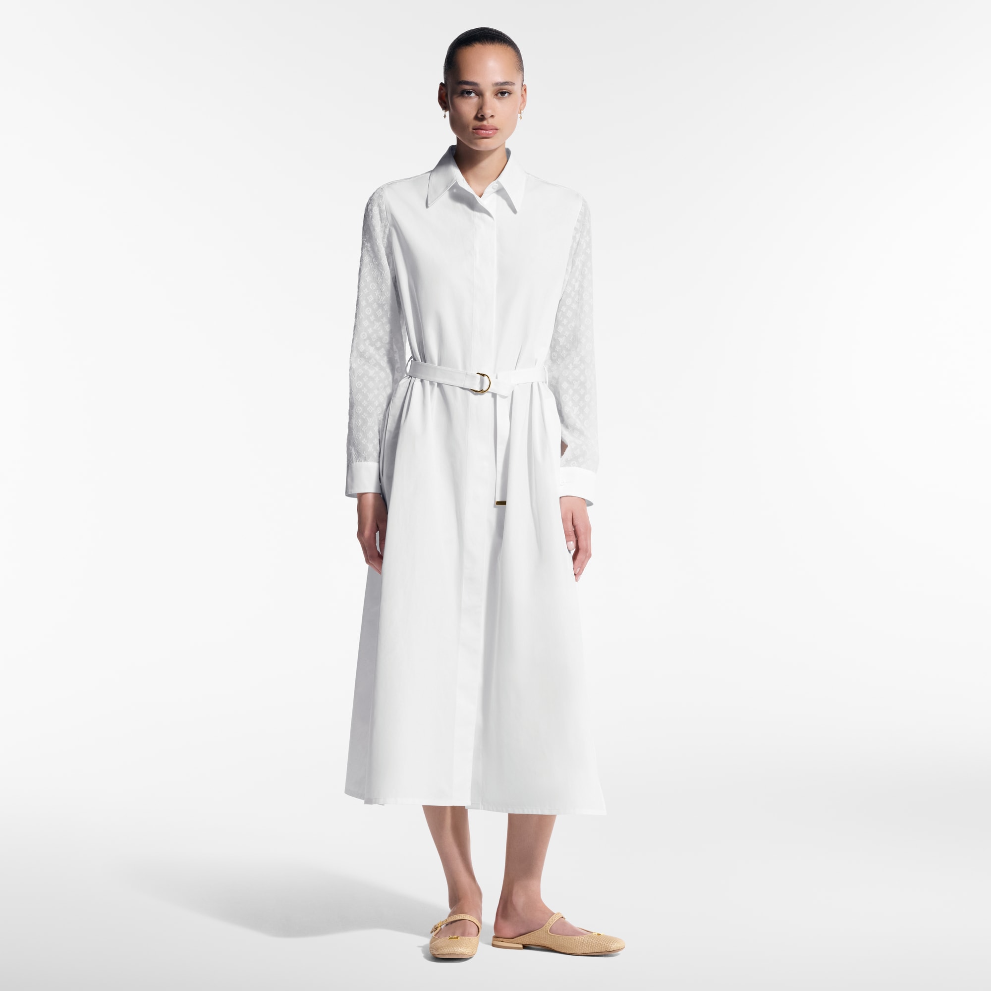Vestido camisero con detalle Monogram  Mujer Prêt-à-Porter Vestidos | LOUIS VUITTON (Zoom de producto)