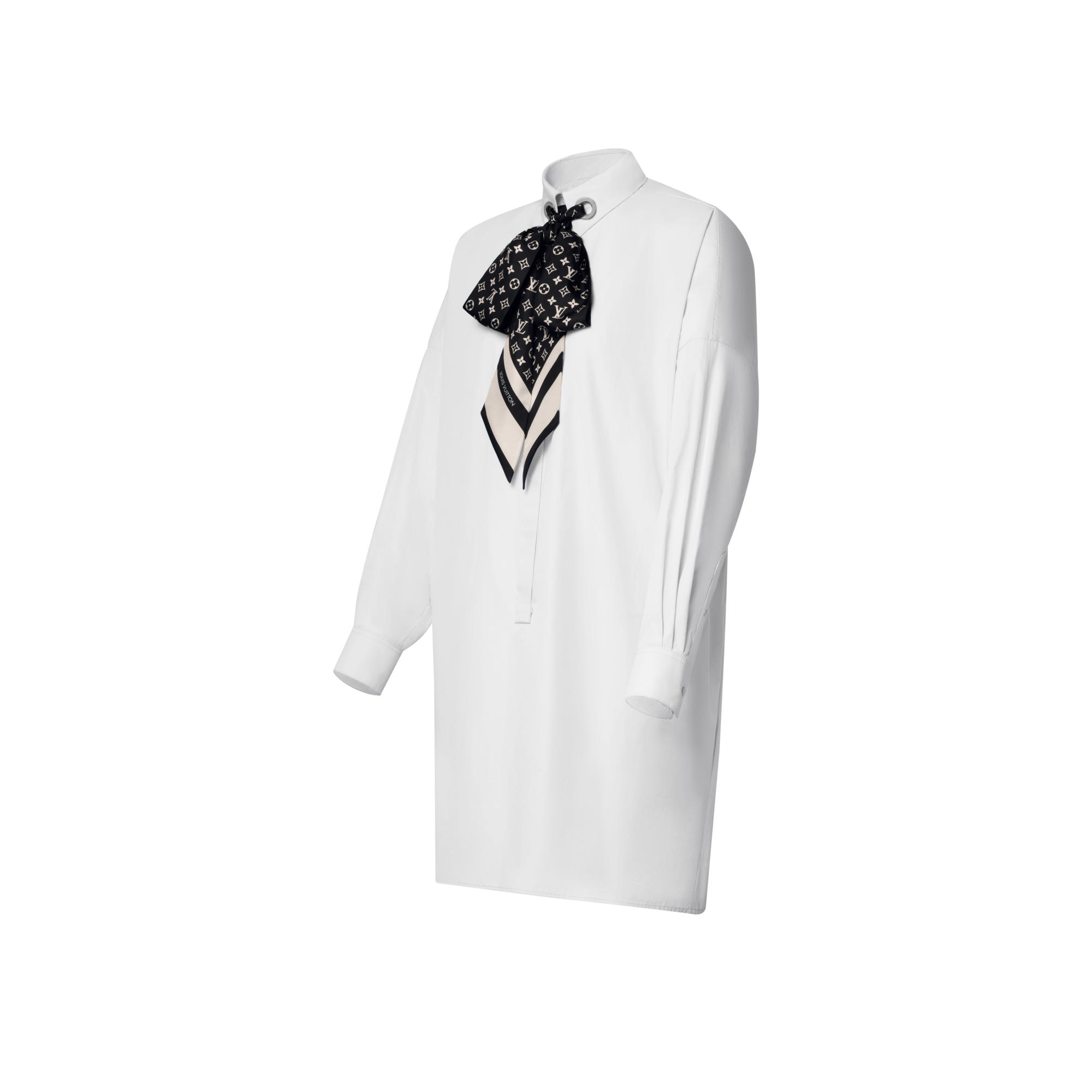 Vestido camisero con fular Monogram  Mujer Prêt-à-Porter Vestidos | LOUIS VUITTON (Zoom de producto)