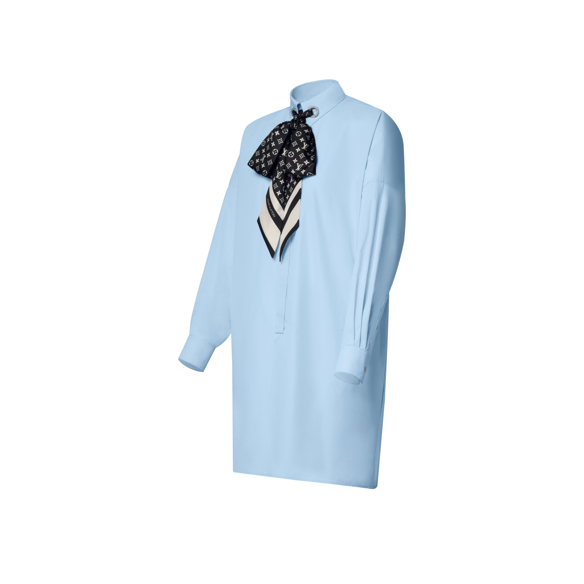 Vestido camisero con fular Monogram  Mujer Prêt-à-Porter Vestidos | LOUIS VUITTON (Zoom de producto)