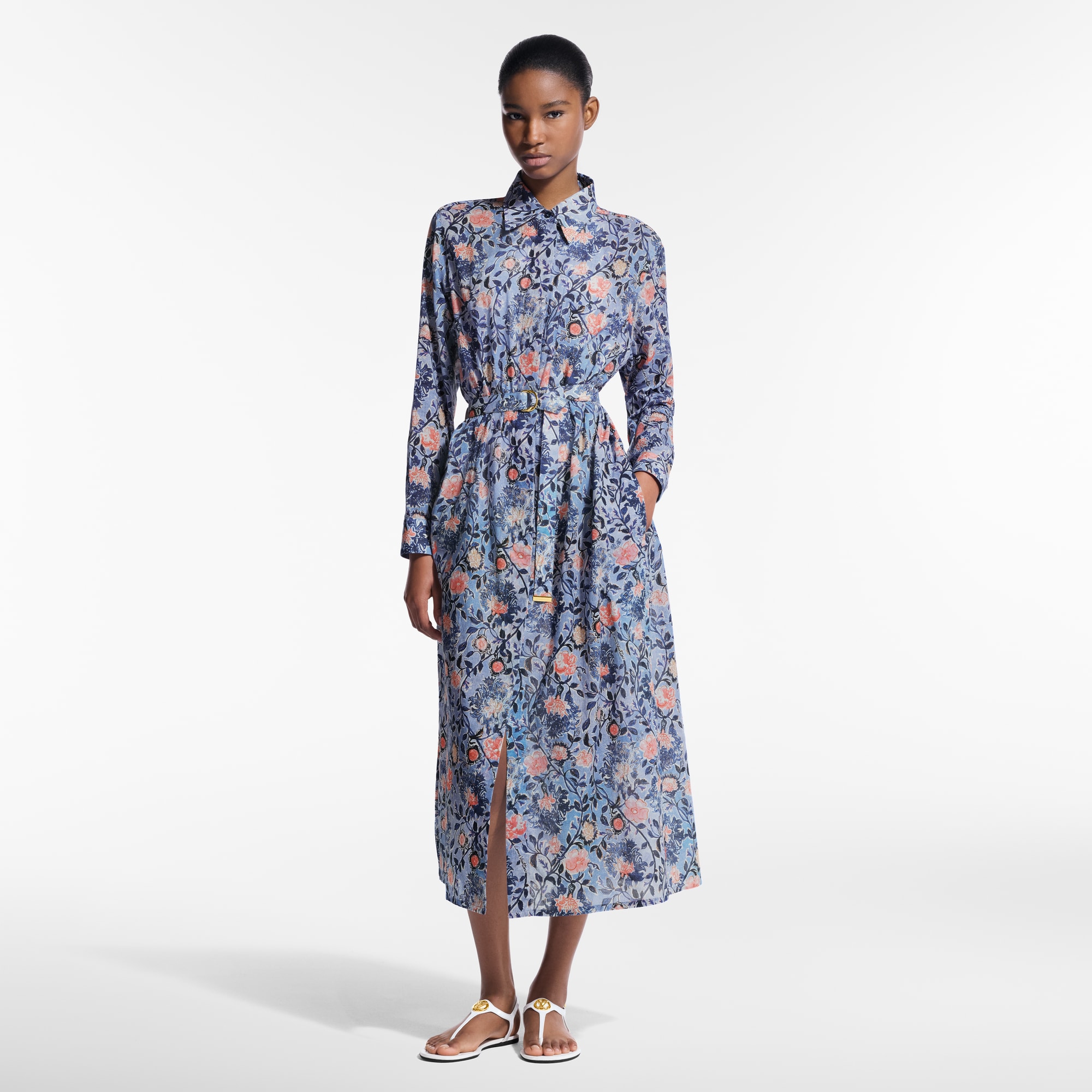 Vestido camisero con motivo floral  Mujer Prêt-à-Porter Vestidos | LOUIS VUITTON (Zoom de producto)