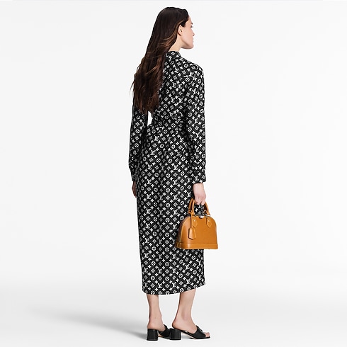 Vestido camisero de seda Monogram Mujer Prêt-à-Porter Vestidos | LOUIS VUITTON (Zoom de producto)