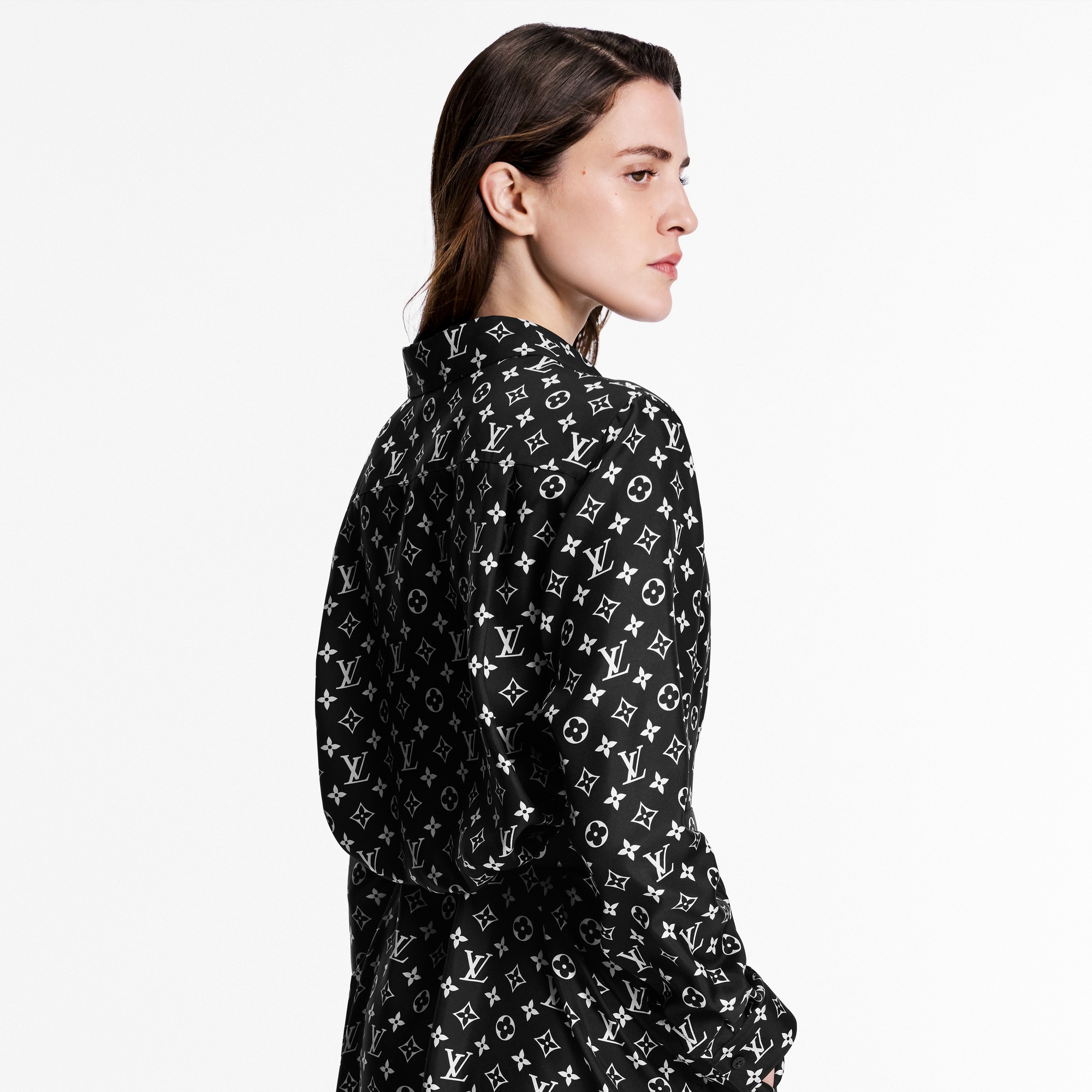 Vestido camisero de seda Monogram  Mujer Prêt-à-Porter Vestidos | LOUIS VUITTON (Zoom de producto)