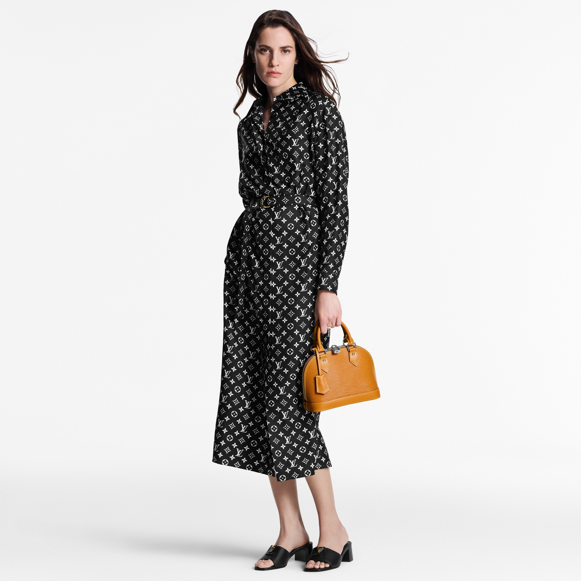 Vestido camisero de seda Monogram  Mujer Prêt-à-Porter Vestidos | LOUIS VUITTON (Zoom de producto)